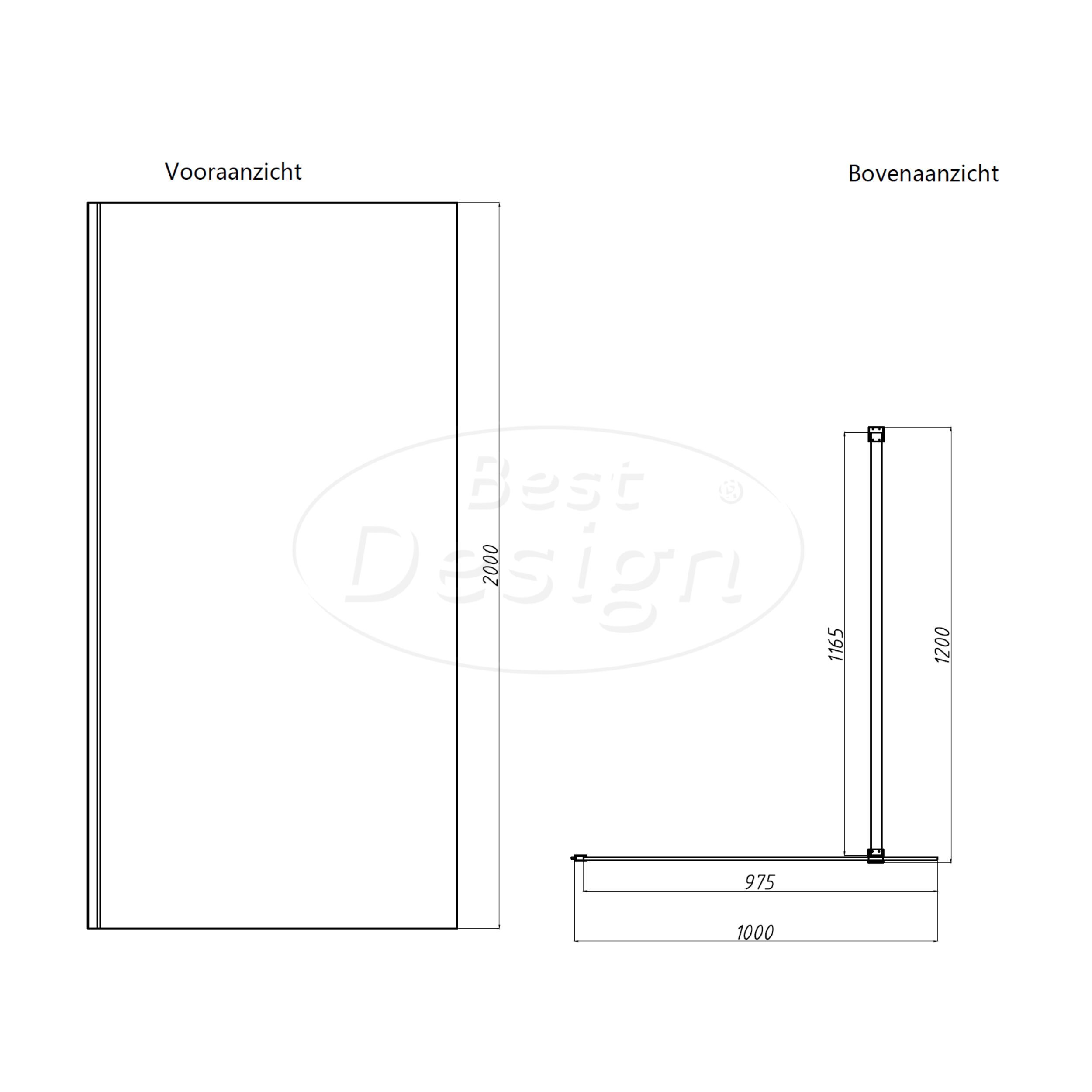 'Dalis-1000-Chroom' inloopdouche NANO 8mm glas - Artikelnr.: 4014830