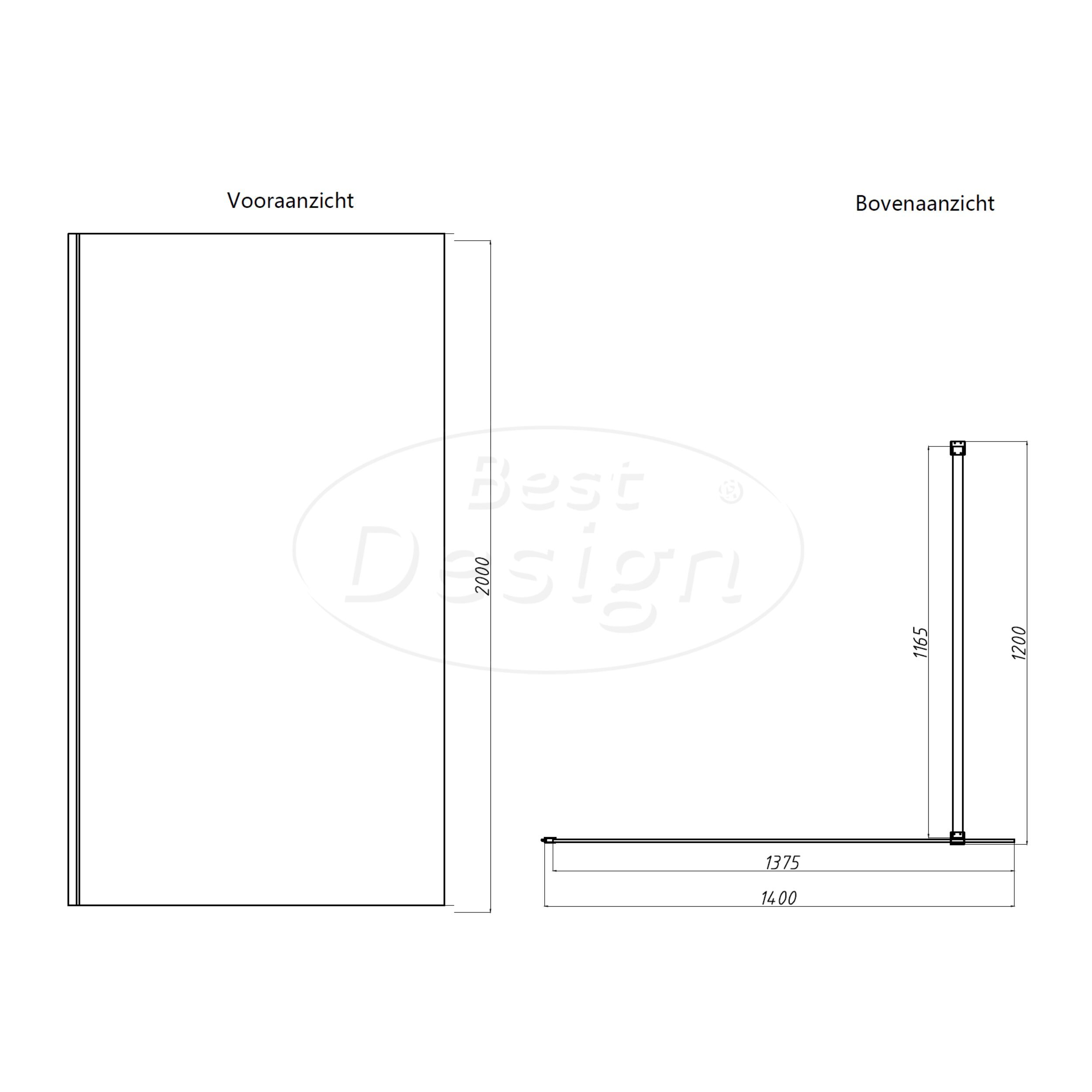 'Dalis-1400-Ore' inloopdouche NANO 8mm glas RVS - Artikelnr.: 4016970
