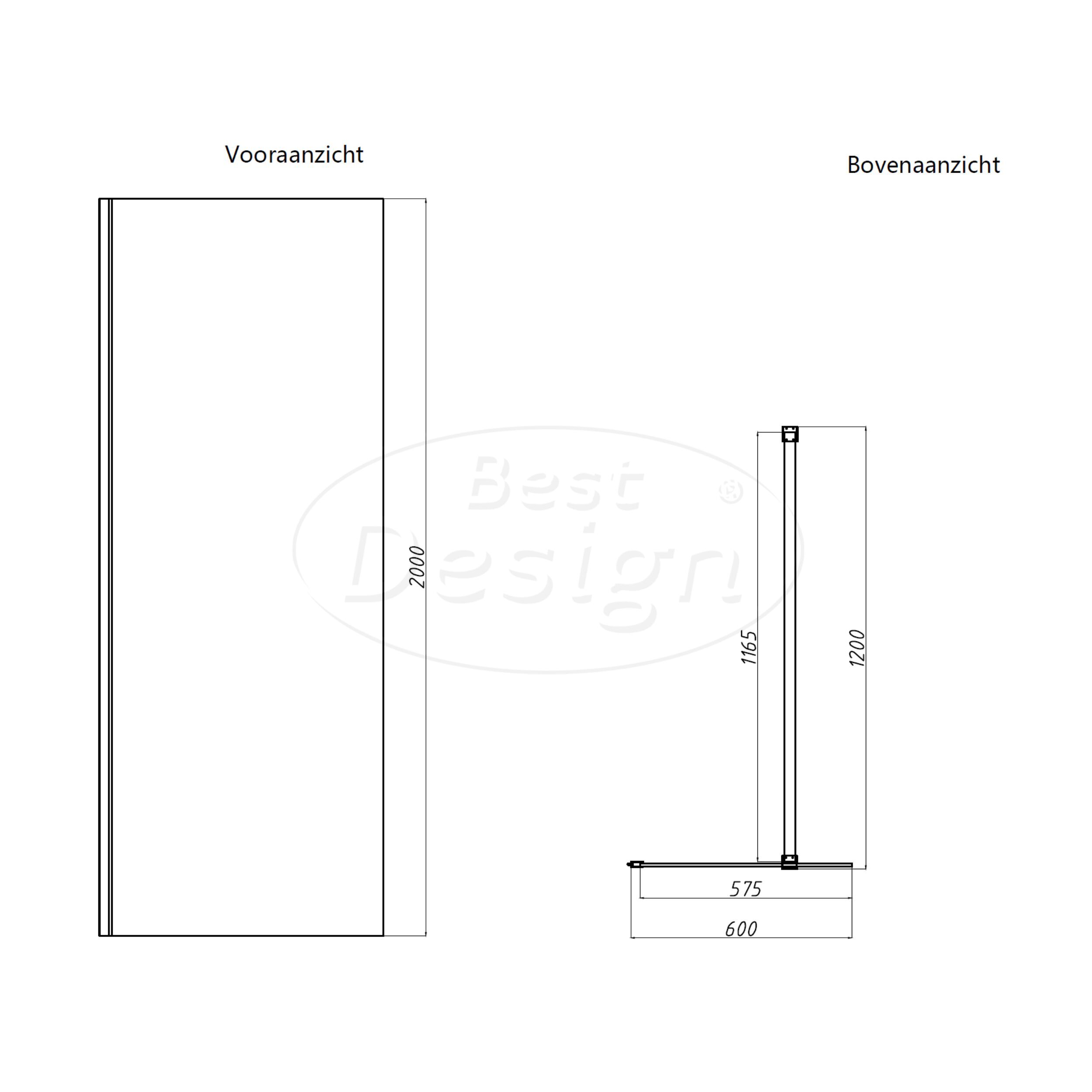 'Dalis-600-Chroom' inloopdouche NANO 8mm glas - Artikelnr.: 4014790