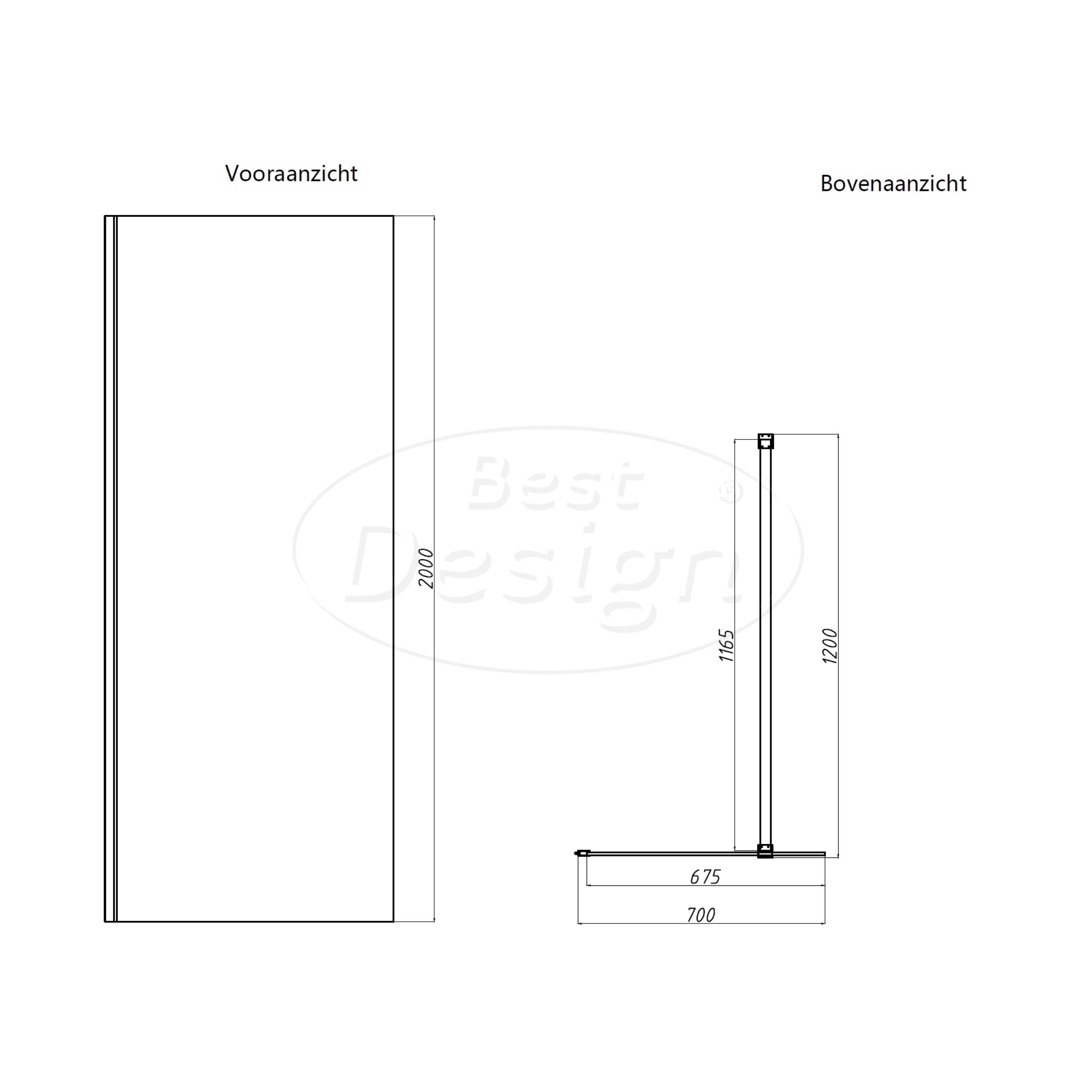 'Dalis-700-Moya' inloopdouche NANO 8mm glas gunmetal - Artikelnr.: 4015000