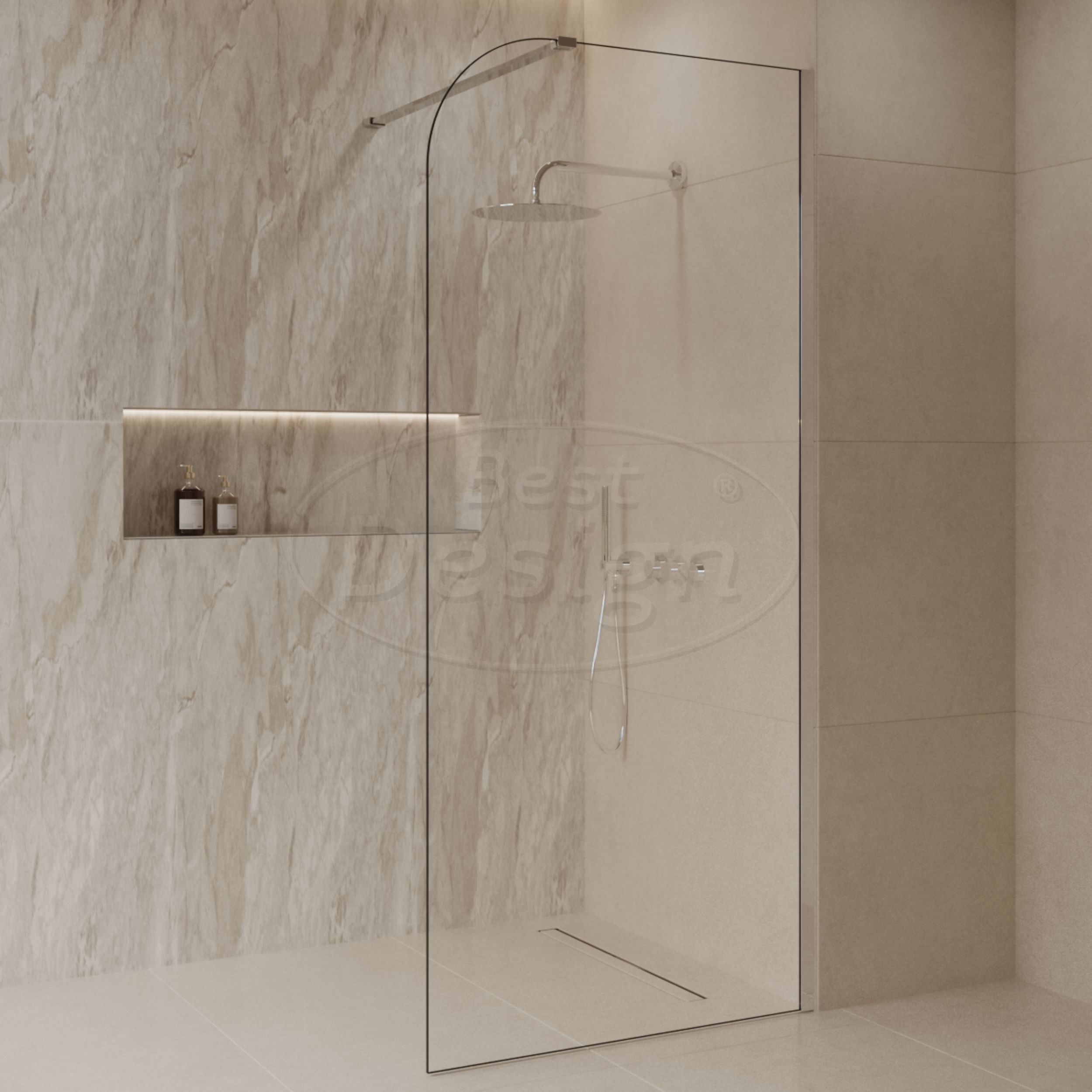 'Dalis-Curve-1000-Chroom' inloopdouche NANO 8mm glas Chroom - Artikelnr.: 4026700