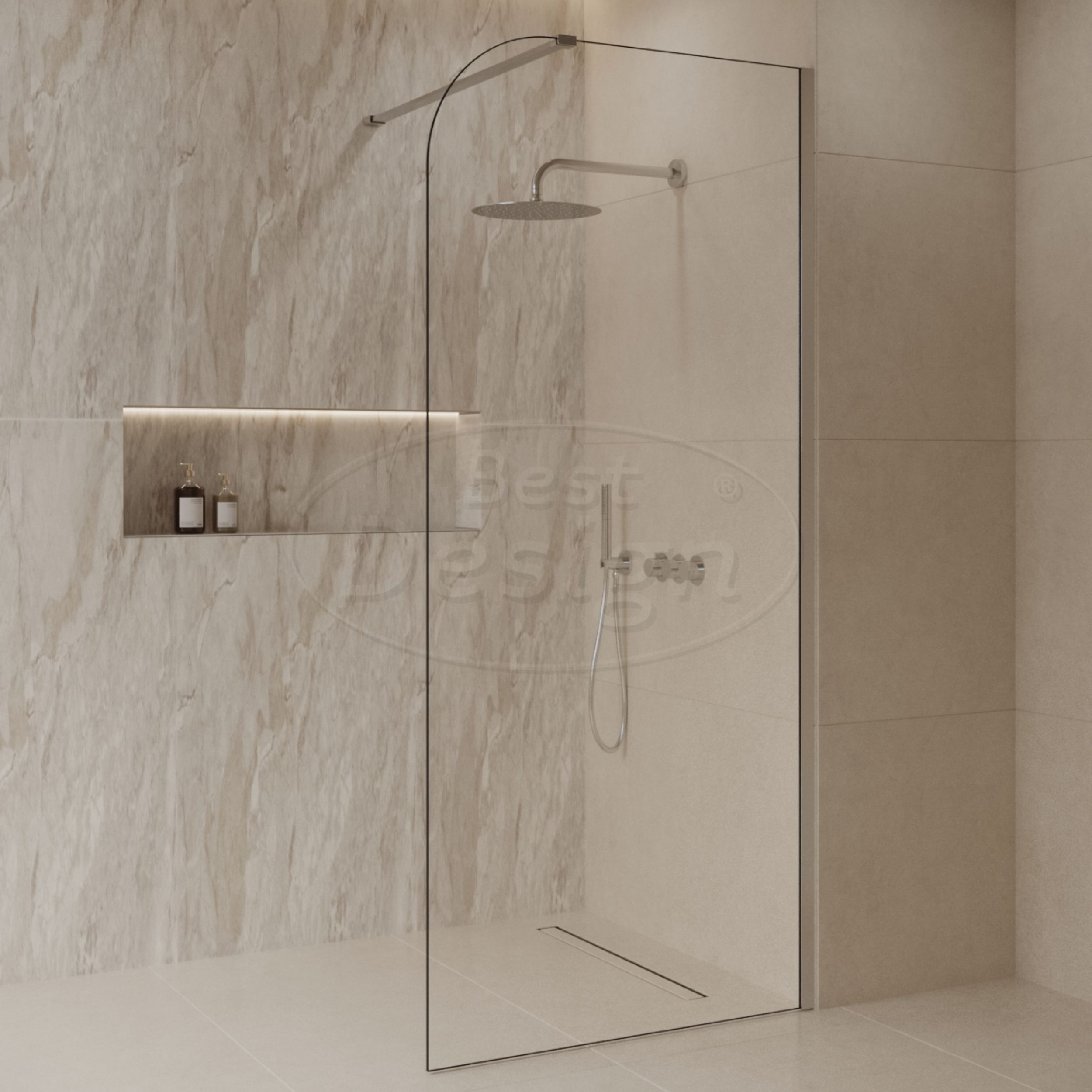 'Dalis-Curve-1200-Ore' inloopdouche NANO 8mm glas RVS - Artikelnr.: 4026910