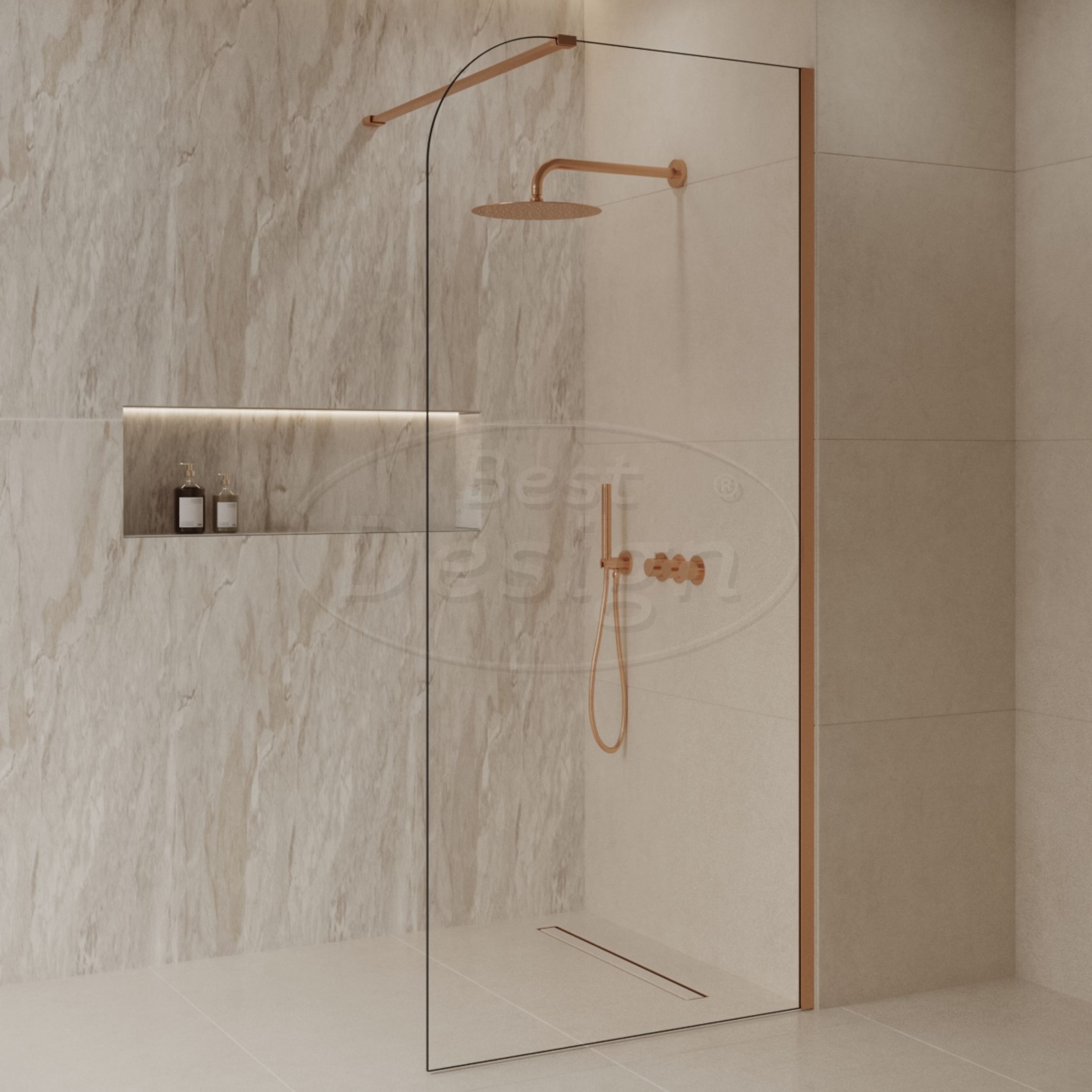 'Dalis-Curve-1000-Liora' inloopdouche NANO 8mm glas Desert Brown - Artikelnr.: 4026940