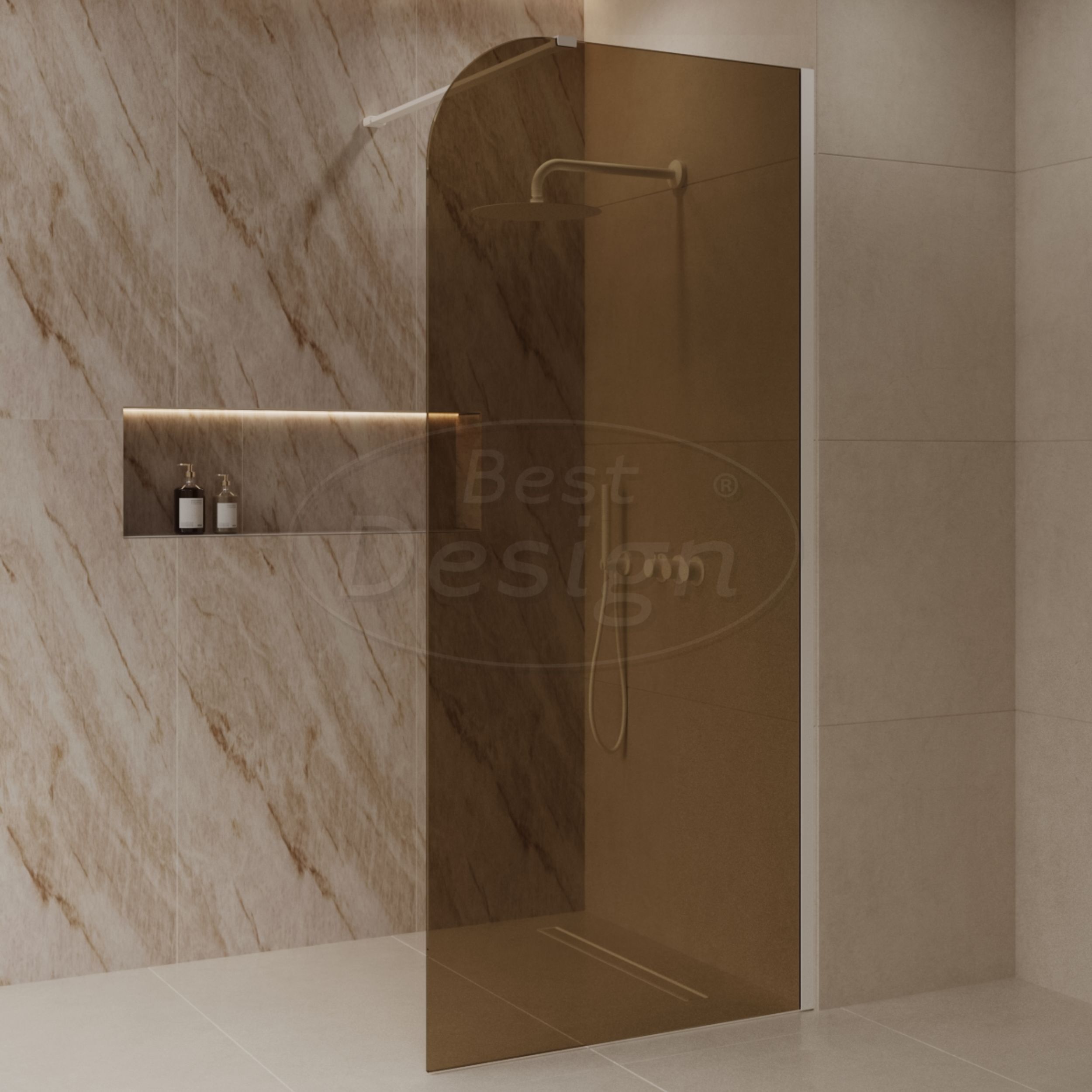 Best-Design 'Dalis-Curve-1200-White-Amber' inloopdouche NANO 8mm glas - Artikelnr.: 4027110