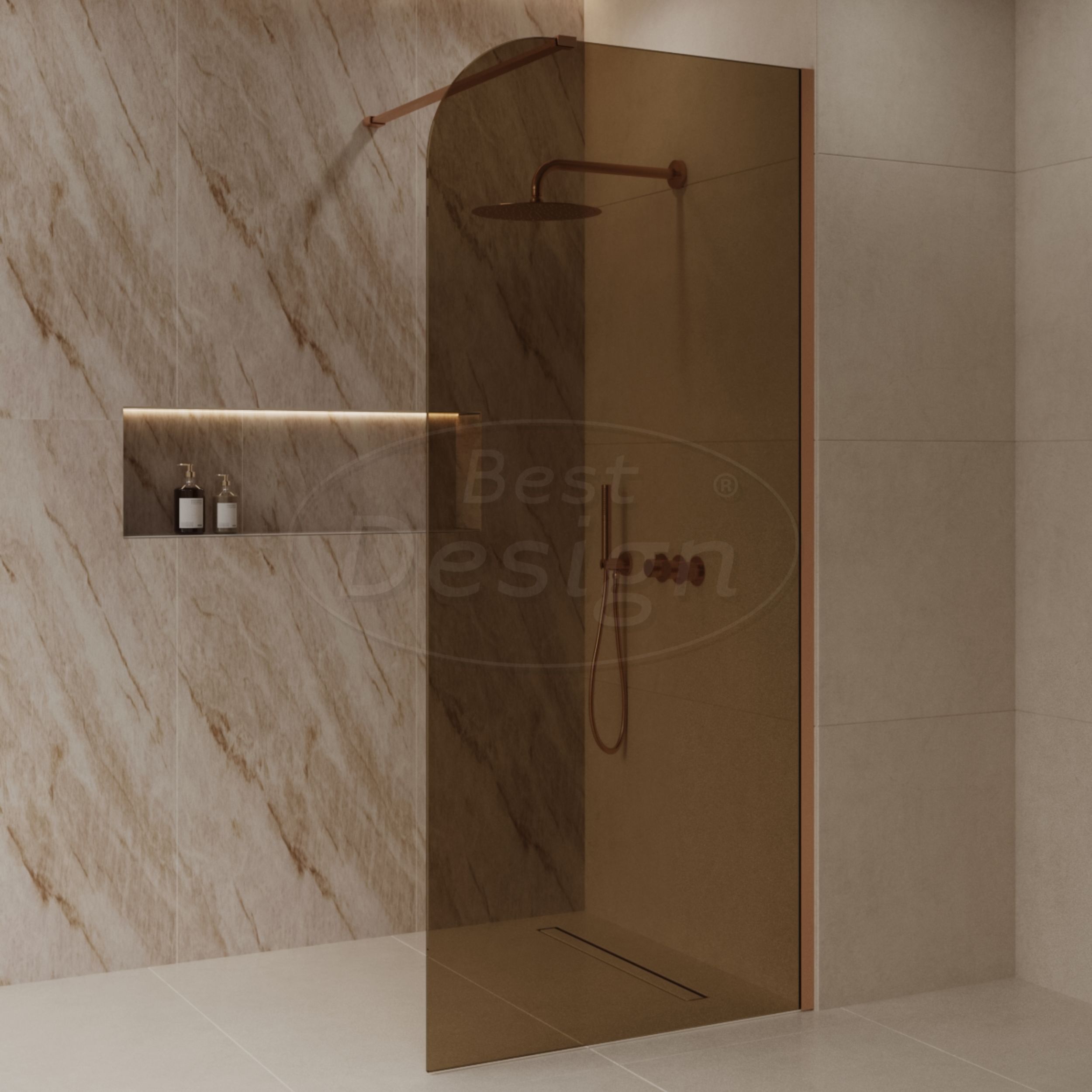 Best-Design 'Dalis-Curve-1200-Liora-Amber' inloopdouche NANO 8mm glas - Artikelnr.: 4027230