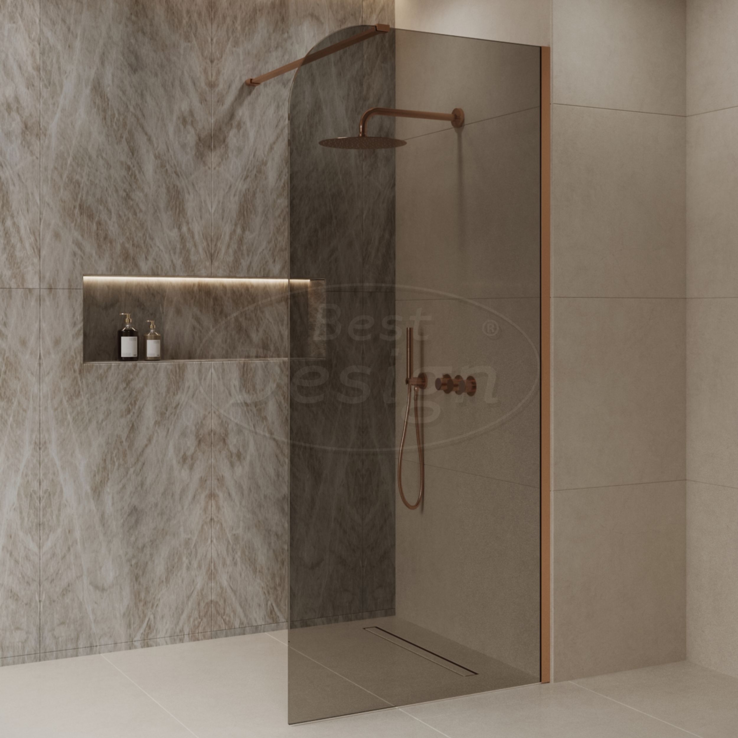 Best-Design 'Dalis-Curve-1000-Liora-Mocha' inloopdouche NANO 8mm glas - Artikelnr.: 4027500