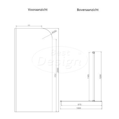 Best-Design 'Dalis-Curve-1000-Liora-Mocha' inloopdouche NANO 8mm glas - Artikelnr.: 4027500