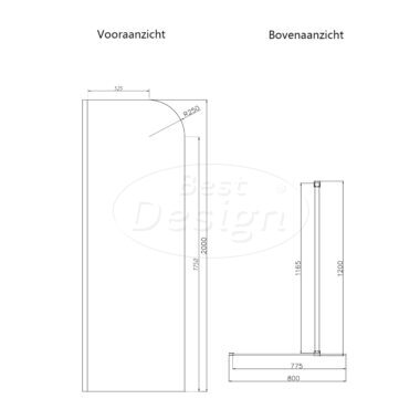 Best-Design 'Dalis-Curve-800-Liora-Mocha' inloopdouche NANO 8mm glas - Artikelnr.: 4027480