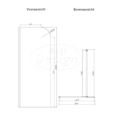 Best-Design 'Dalis-Curve-900-Liora-Mocha' inloopdouche NANO 8mm glas - Artikelnr.: 4027490