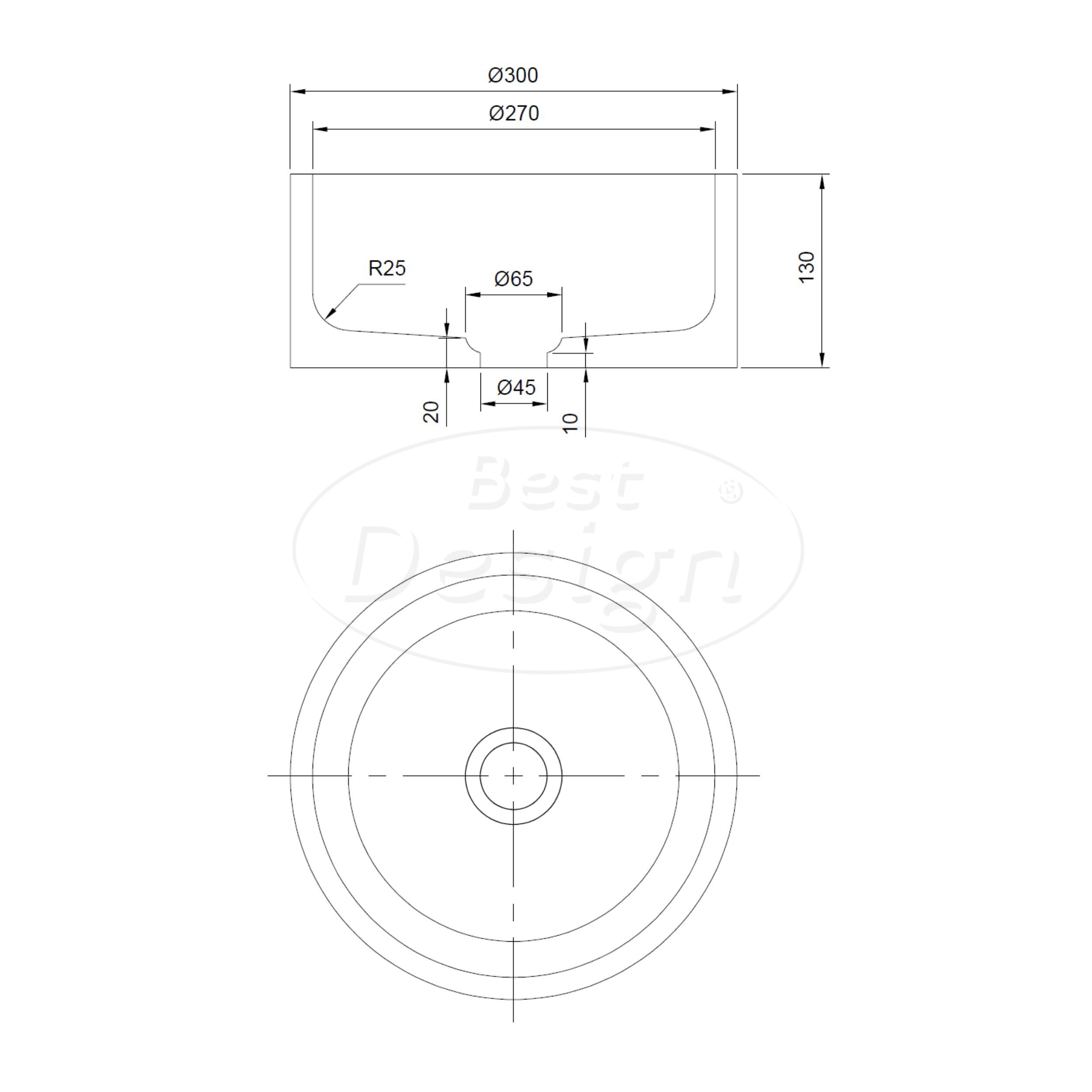 "Pureline" marmer waskom Ø 30 x 13 cm Coffee Mousse - Artikelnr.: 4025990