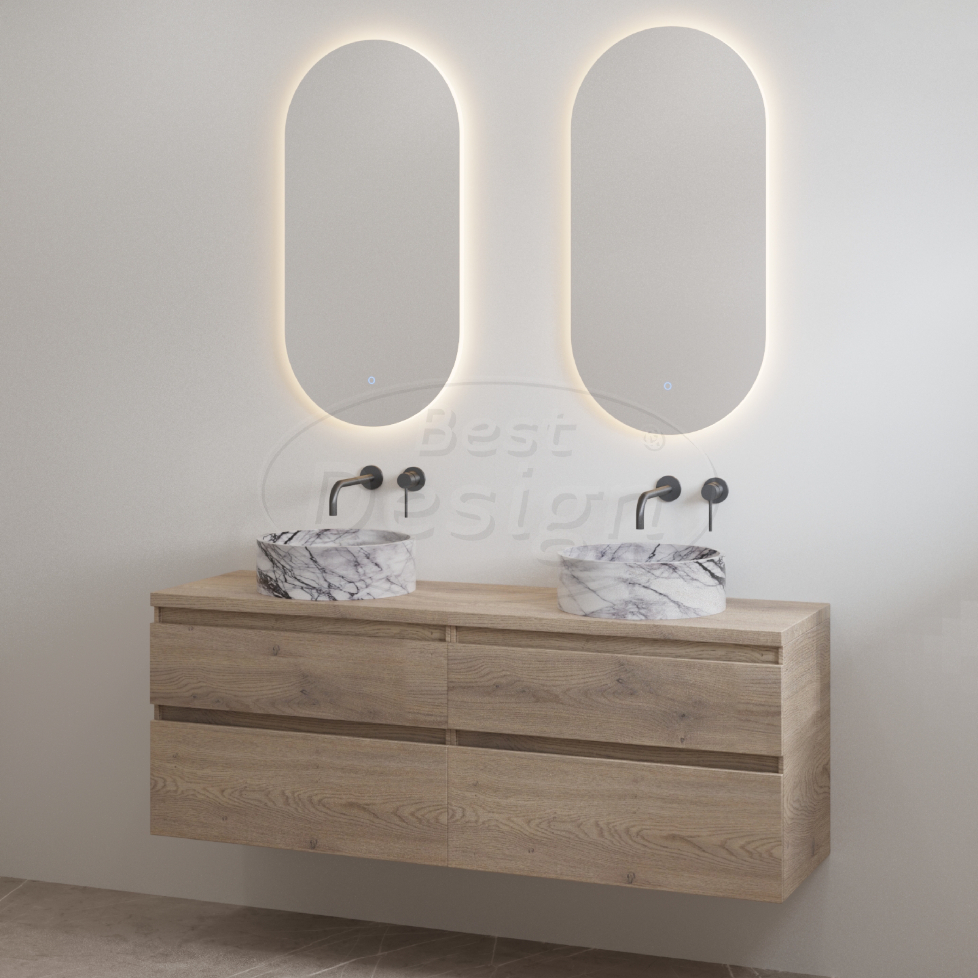 "Lavita-120" Frosted Brown onderkast + Frosted Brown meubelblad 120 cm - Artikelnr.: 4030450