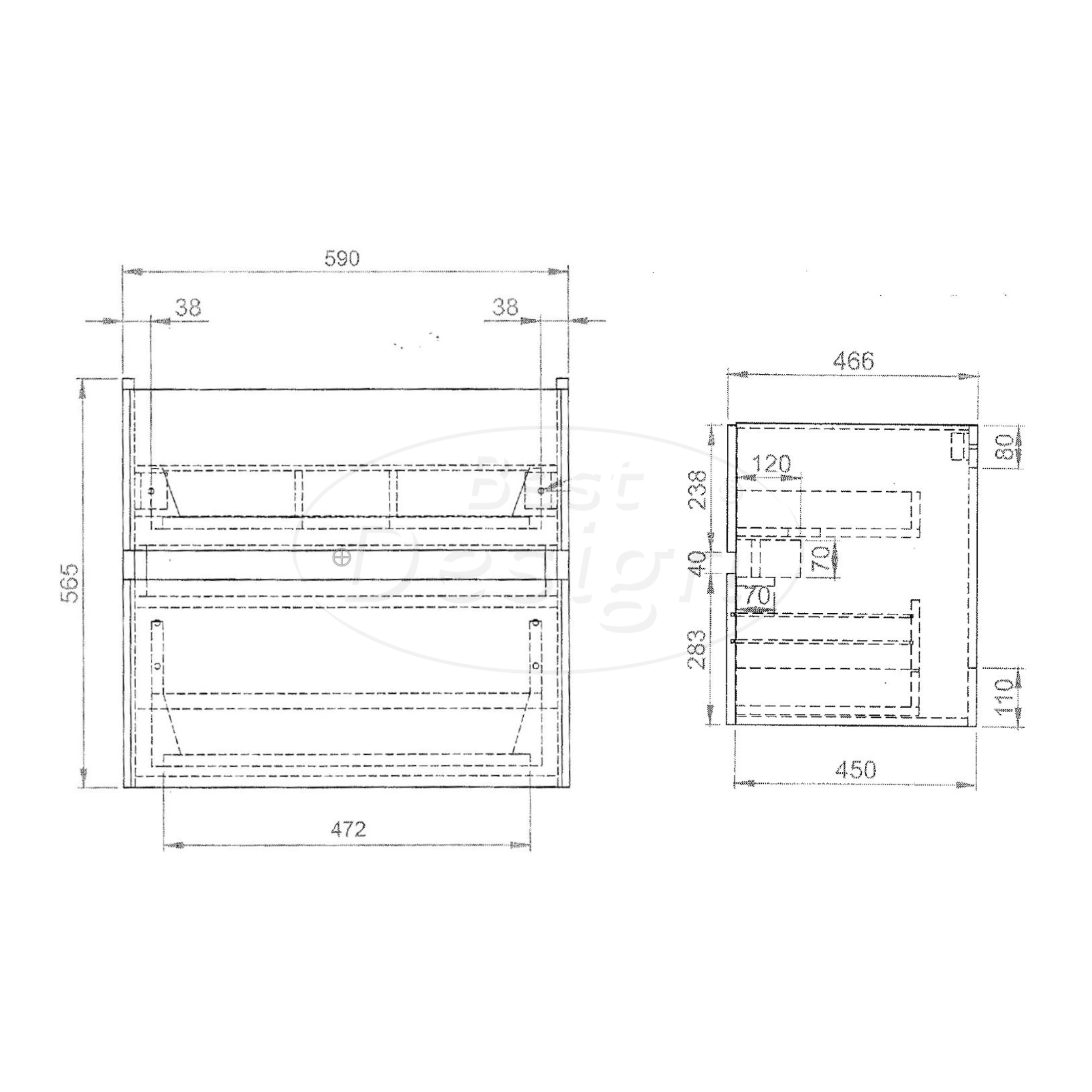 "Splash-60" Espresso Brown onderkast + wastafel met kraangat 60cm - Artikelnr.: 4030280