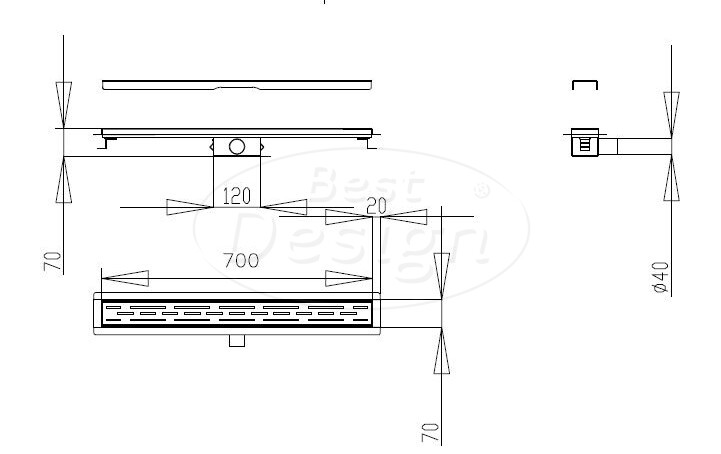 "Liora" douchegoot met flens 70 cm Desert Brown - Artikelnr.: 4026290