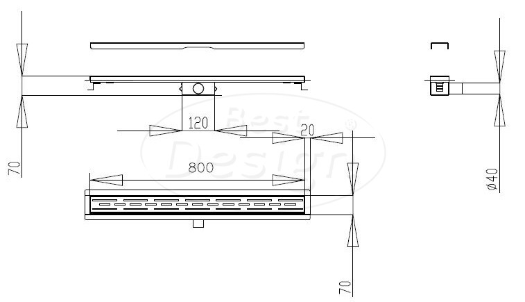 "Liora" douchegoot met flens 80 cm Desert Brown - Artikelnr.: 4026300