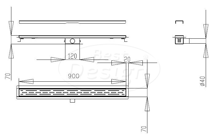 "Liora" douchegoot met flens 90 cm Desert Brown - Artikelnr.: 4026310