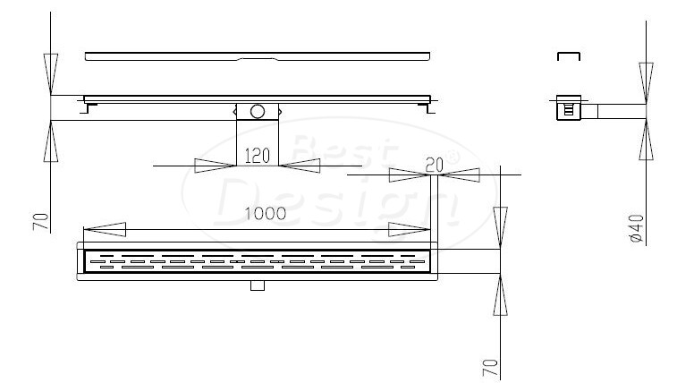 "Liora" douchegoot met flens 100 cm Desert Brown - Artikelnr.: 4026320