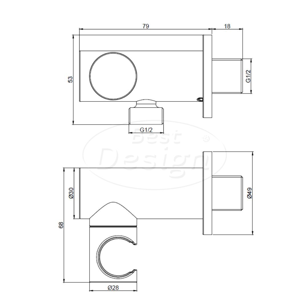 "High-End-Moya" RVS-304 thermostatische inbouw badkraan met uitloop en handdoucheset gunmetal - Artikelnr.: 4026530