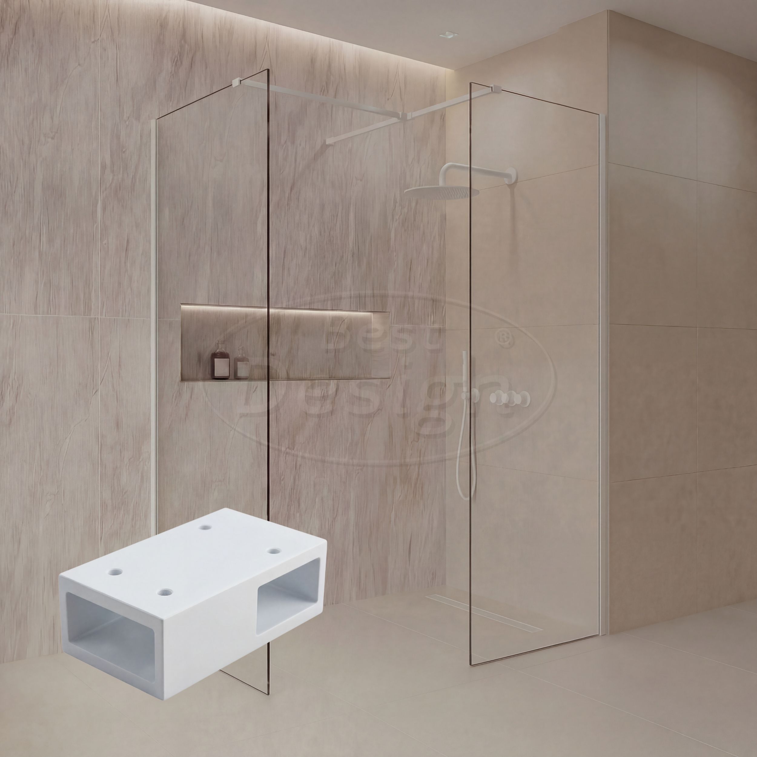 T-verbindingsstuk Mat-wit tbv. "Dalis" inloopdouche - Artikelnr.: 4024260