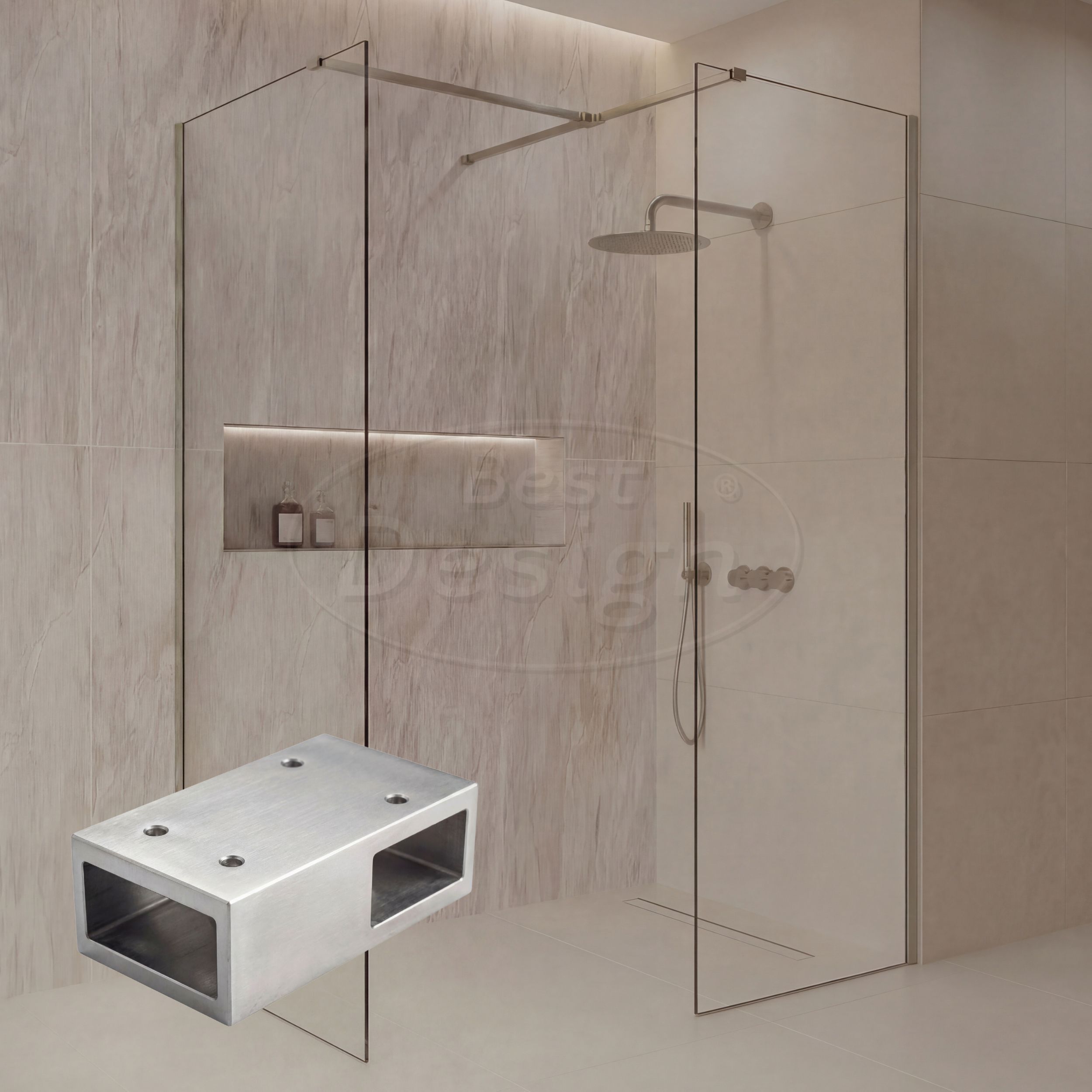 T-verbindingsstuk RVS tbv. "Dalis" inloopdouche - Artikelnr.: 4024270