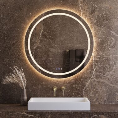 "Weissen" ronde spiegel incl.verwarming, 3 kleuren Direct & Indirect LED verlichting, dimbaar Ø 60 cm - Artikelnr.: 4025750