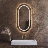 "Linden" ovale spiegel incl. verwarming, 3 kleuren Direct & Indirect LED verlichting, dimbaar 100 x 50 cm - Artikelnr.: 4025790