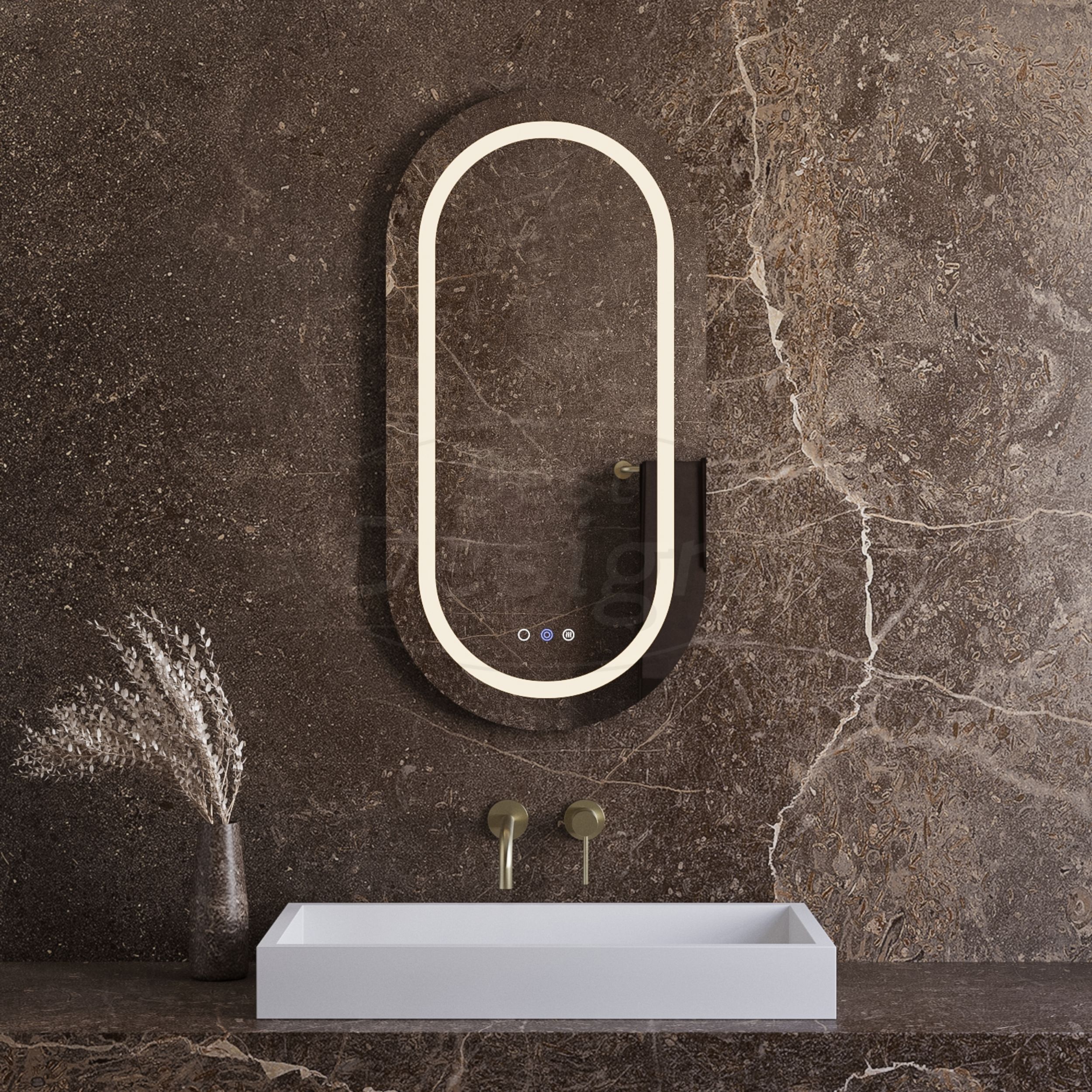 "Linden" ovale spiegel incl. verwarming, 3 kleuren Direct & Indirect LED verlichting, dimbaar 100 x 50 cm - Artikelnr.: 4025790