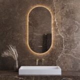 "Linden" ovale spiegel incl. verwarming, 3 kleuren Direct & Indirect LED verlichting, dimbaar 100 x 50 cm - Artikelnr.: 4025790