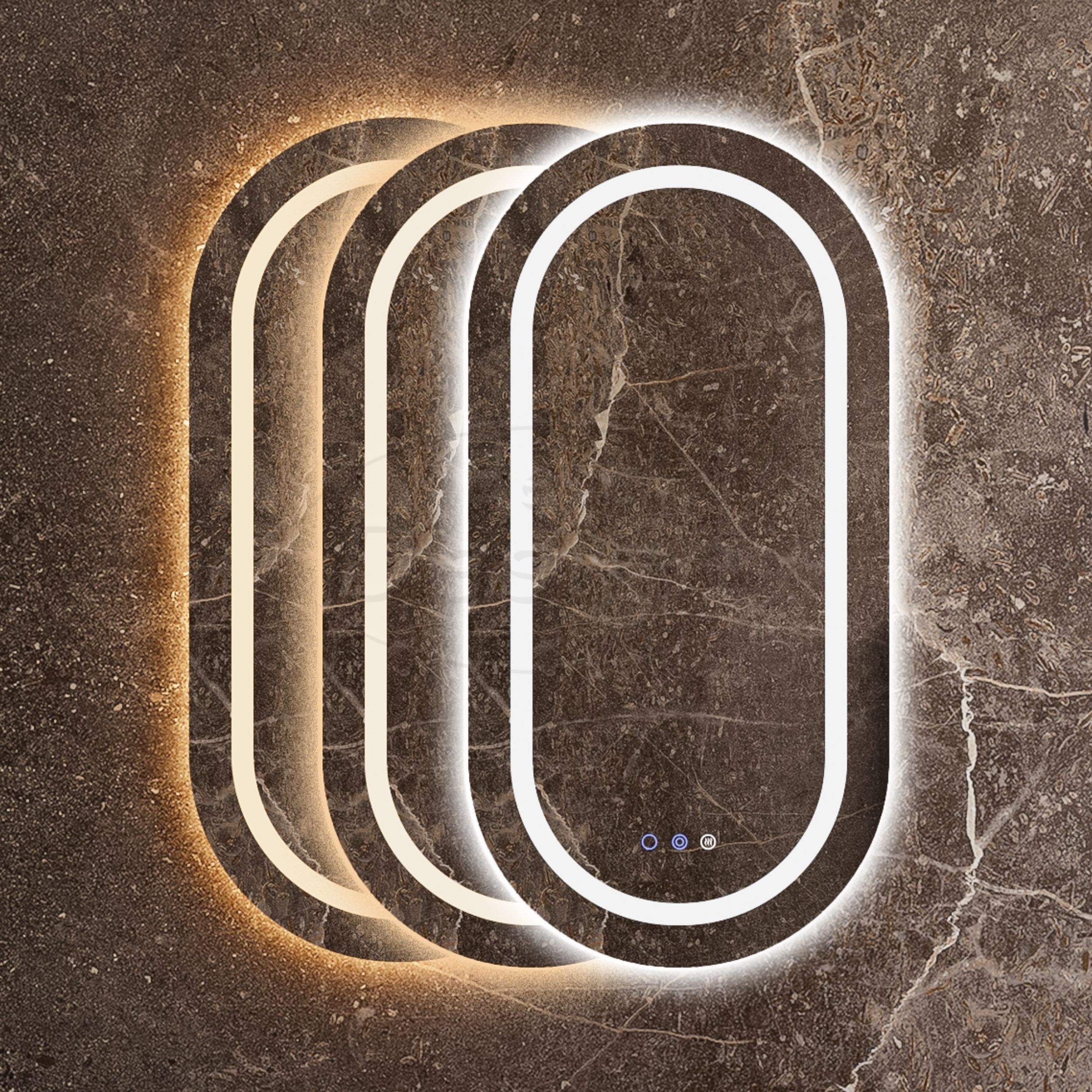 "Linden" ovale spiegel incl. verwarming, 3 kleuren Direct & Indirect LED verlichting, dimbaar 100 x 50 cm - Artikelnr.: 4025790