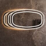 "Baunach" Deens-Ovaal spiegel incl.verwarming, 3 kleuren Direct & Indirect LED verlichting, dimbaar 120 x 70 cm - Artikelnr.: 4025810