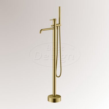 "High-End Nancy" RVS-304 vrijstaande badkraan mat-goud - Artikelnr.: 4026460 "High-End Nancy" RVS-304 vrijstaande badkraan mat-goud - Artikelnr.: 4026460