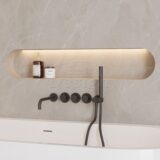 "High-End-Nero" RVS-304 thermostatische inbouw badkraan met uitloop en handdoucheset mat-zwart - Artikelnr.: 4026500