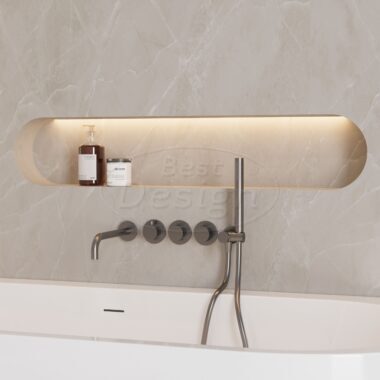 "High-End-Moya" RVS-304 thermostatische inbouw badkraan met uitloop en handdoucheset gunmetal - Artikelnr.: 4026530