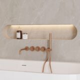 "High-End-Liora" RVS-304 thermostatische inbouw badkraan met uitloop en handdoucheset Desert Brown - Artikelnr.: 4026540