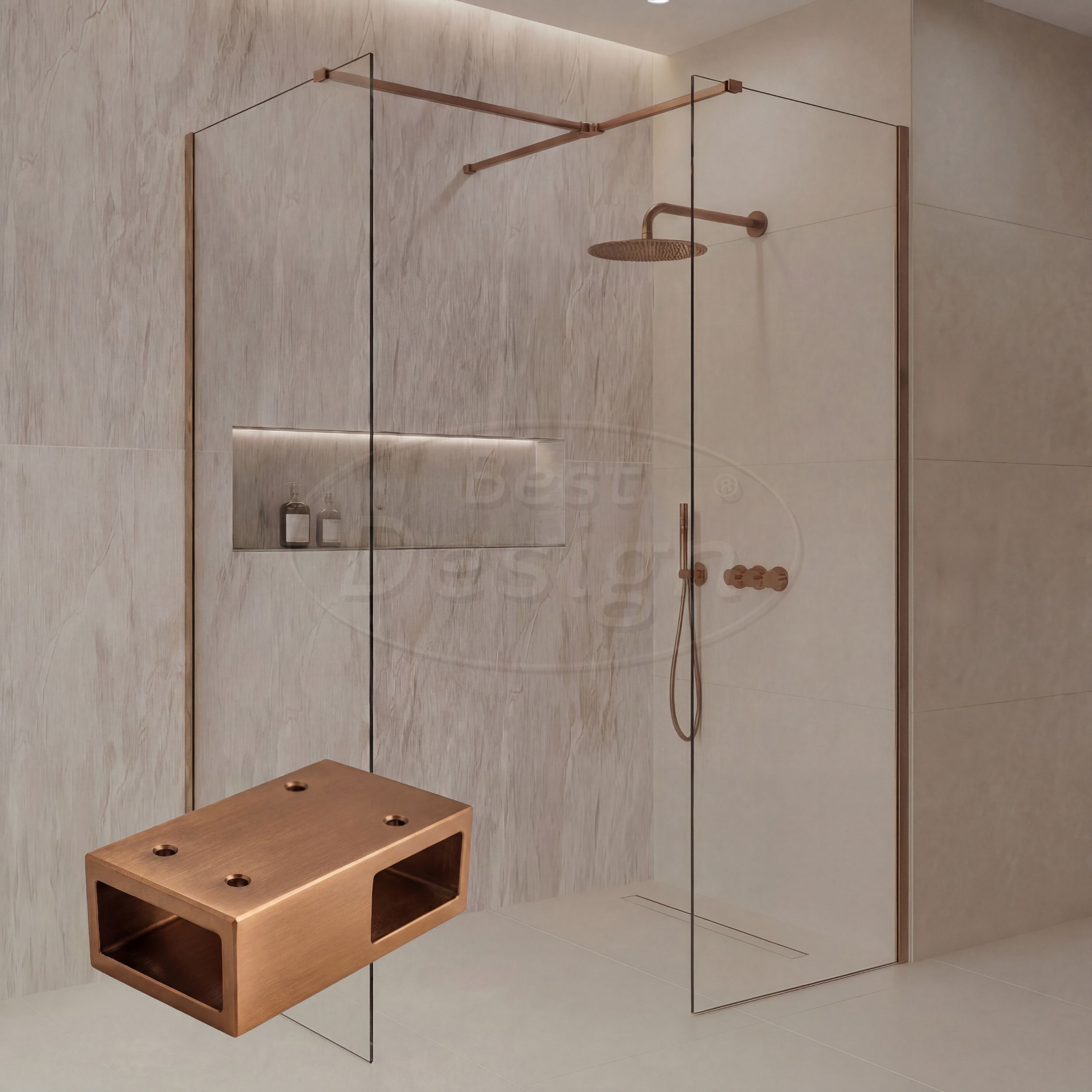 T-verbindingsstuk Desert Brown tbv. "Dalis" inloopdouche - Artikelnr.: 4030570