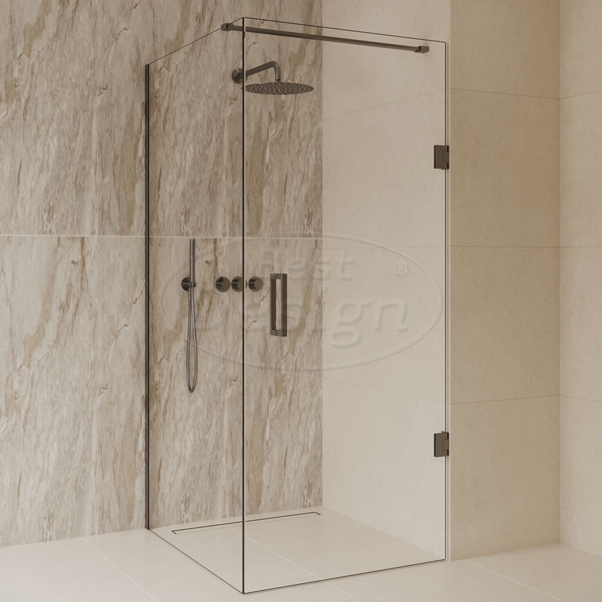 'Dalis-Moya-Helder' douchecabine NANO 8mm glas 110 x 100 cm - Artikelnr.: 4028380