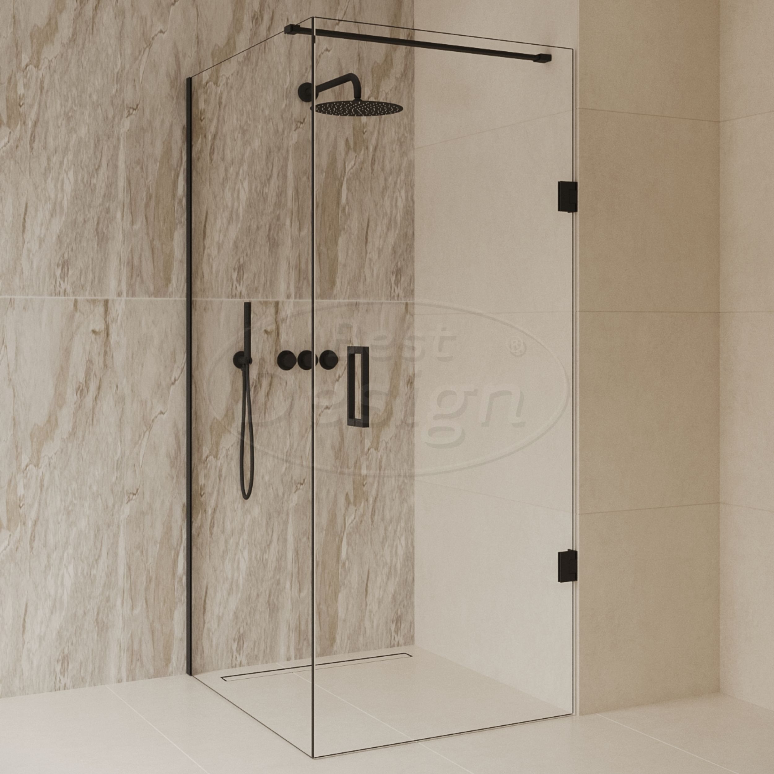 'Dalis-Nero-Helder' douchecabine NANO 8mm glas 100 x 100 cm - Artikelnr.: 4028670