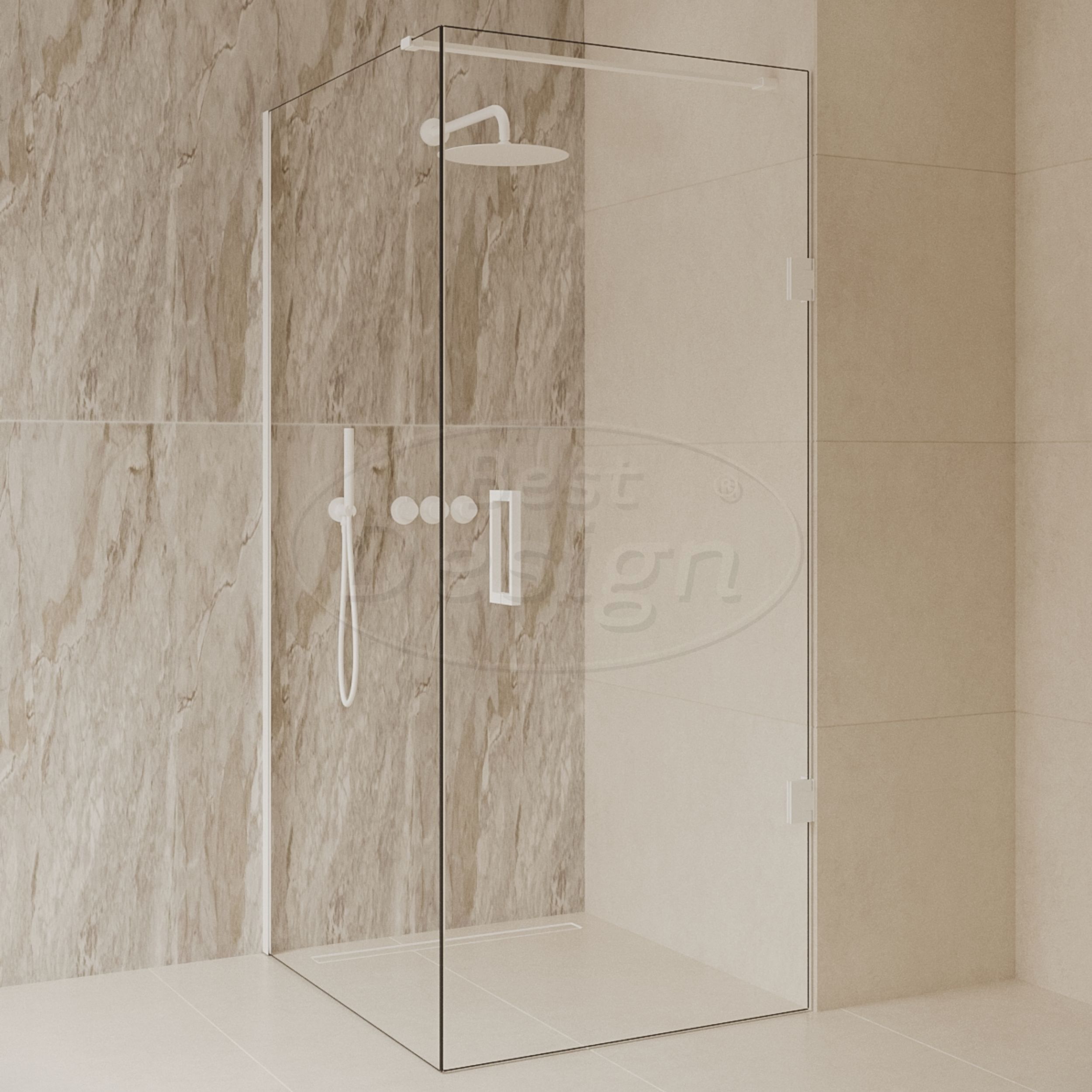 'Dalis-White-Helder' douchecabine NANO 8mm glas 90 x 80 cm - Artikelnr.: 4028720