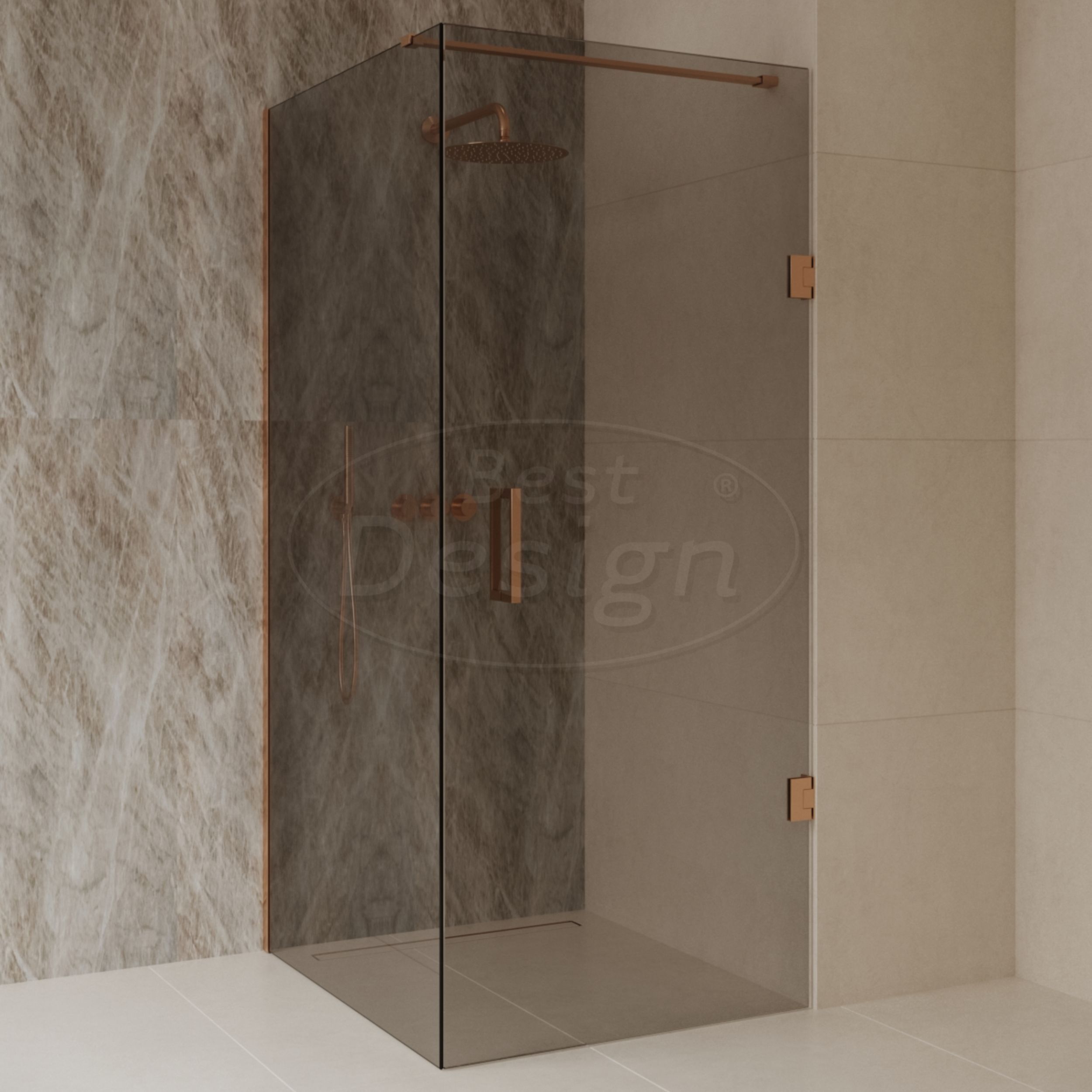 'Dalis-Liora-Mocha' douchecabine NANO 8mm glas 100 x 80 cm - Artikelnr.: 4030200