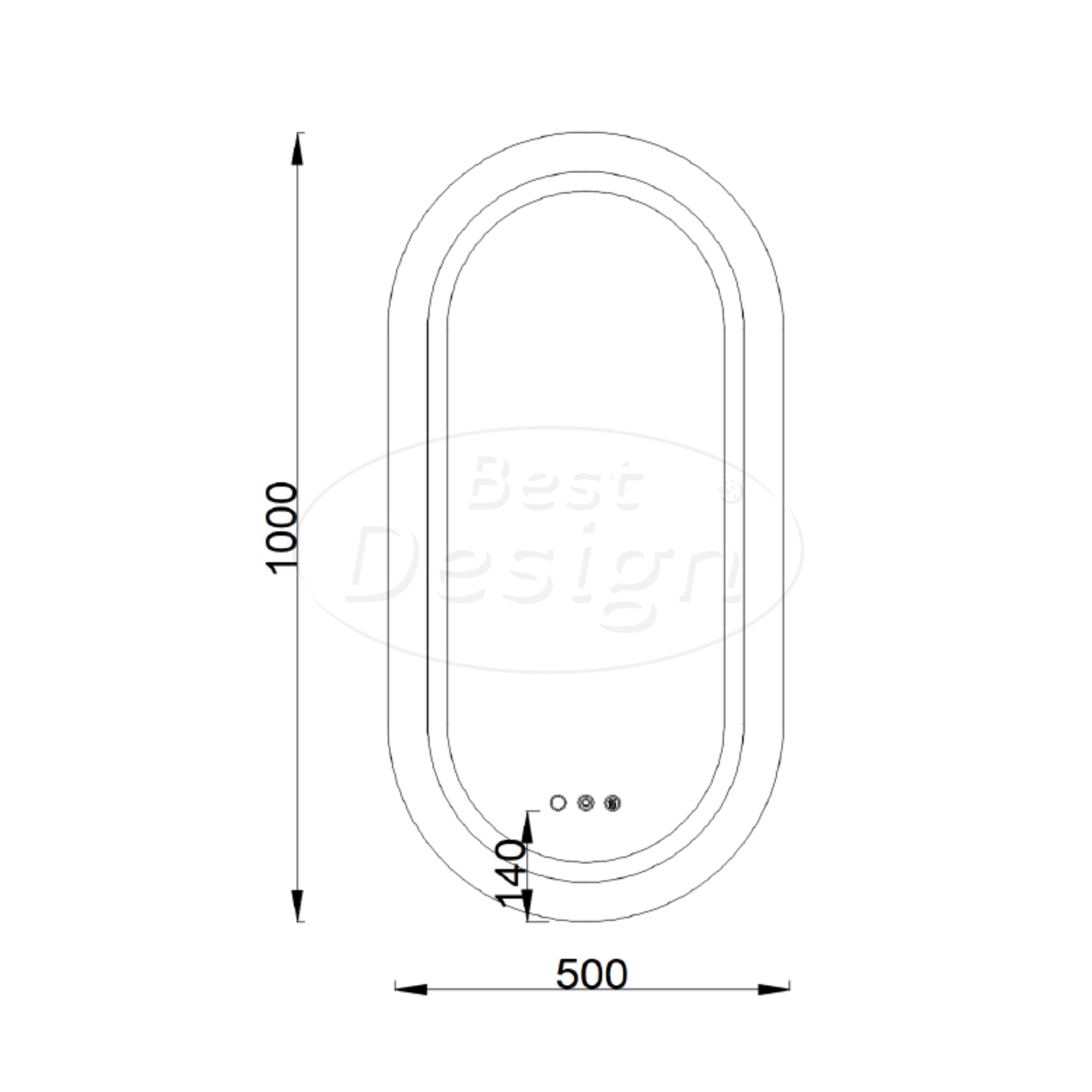 "Linden" ovale spiegel incl. verwarming, 3 kleuren Direct & Indirect LED verlichting, dimbaar 100 x 50 cm - Artikelnr.: 4025790
