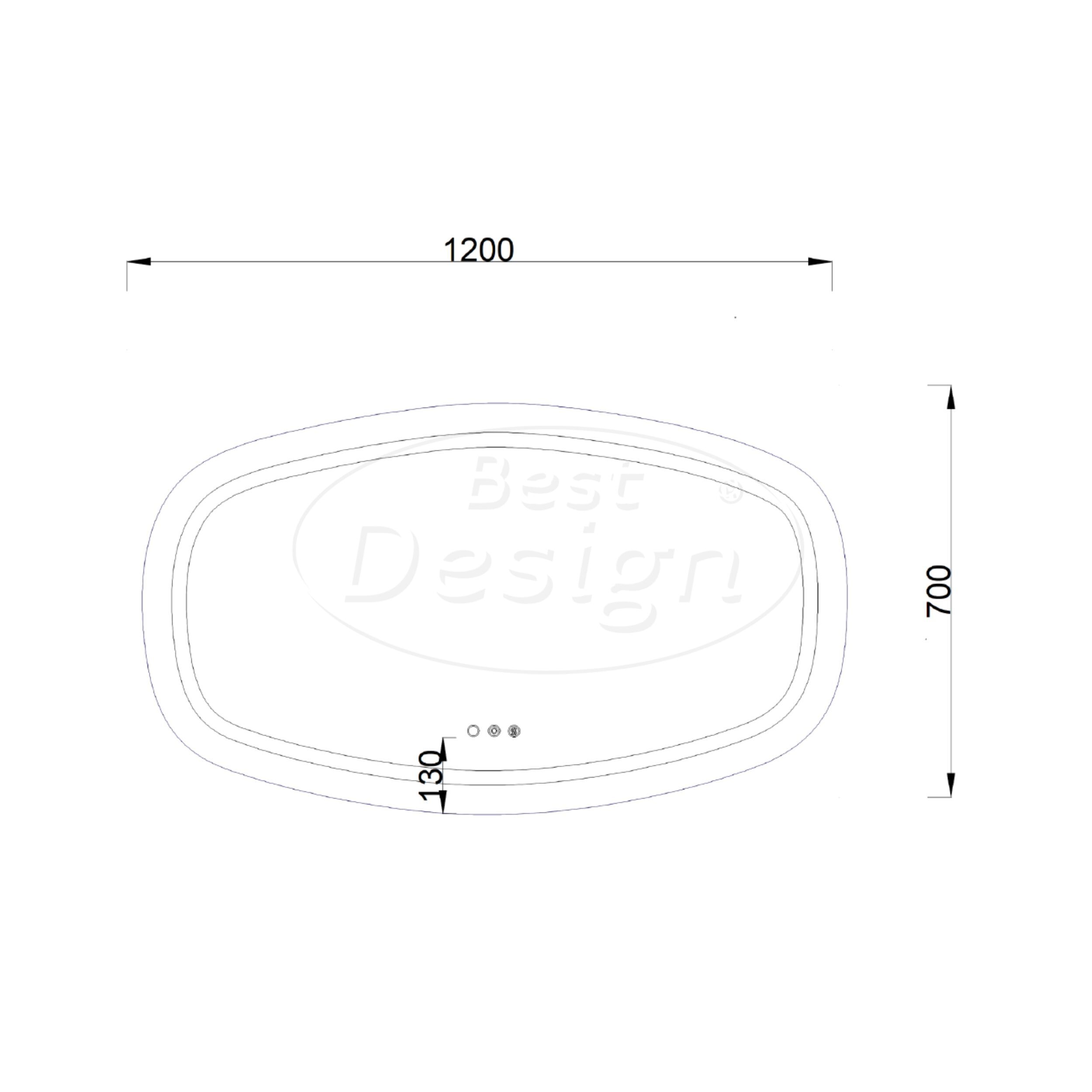 "Baunach" Deens-Ovaal spiegel incl.verwarming, 3 kleuren Direct & Indirect LED verlichting, dimbaar 120 x 70 cm - Artikelnr.: 4025810
