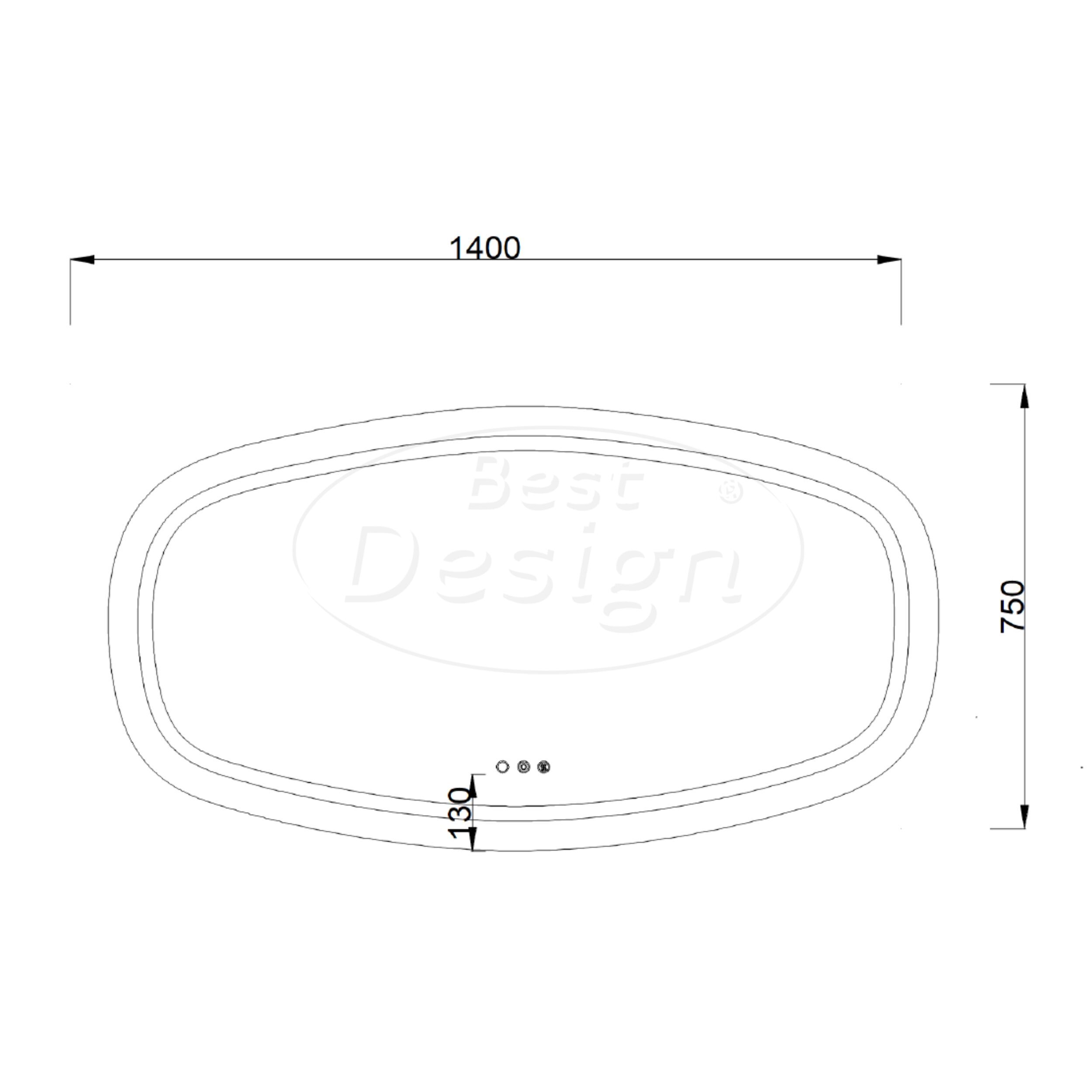 "Baunach" Deens-Ovaal spiegel incl.verwarming, 3 kleuren Direct & Indirect LED verlichting, dimbaar 140 x 75 cm - Artikelnr.: 4025820