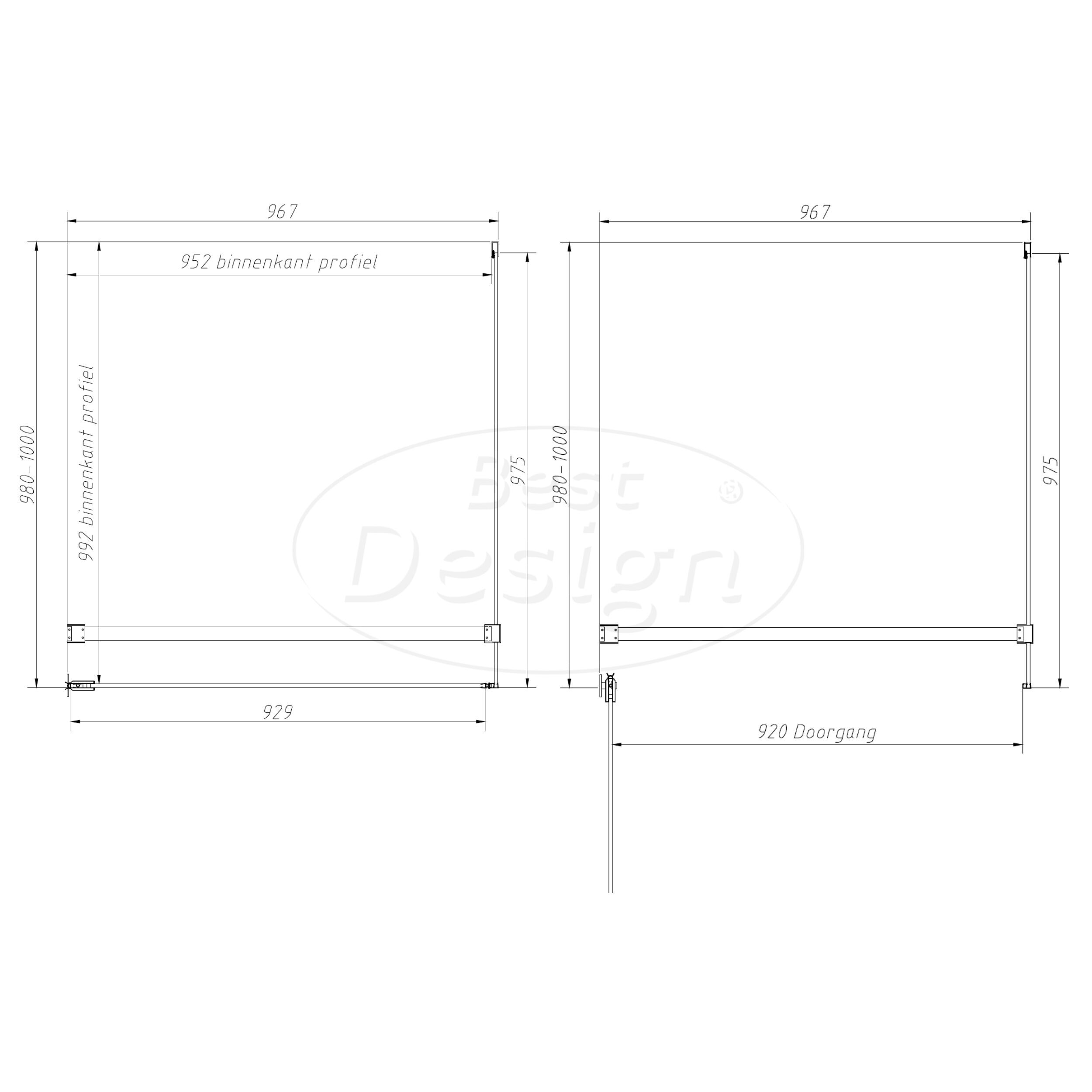 'Dalis-Nancy-Helder' douchecabine NANO 8mm glas 100 x 100 cm - Artikelnr.: 4028220