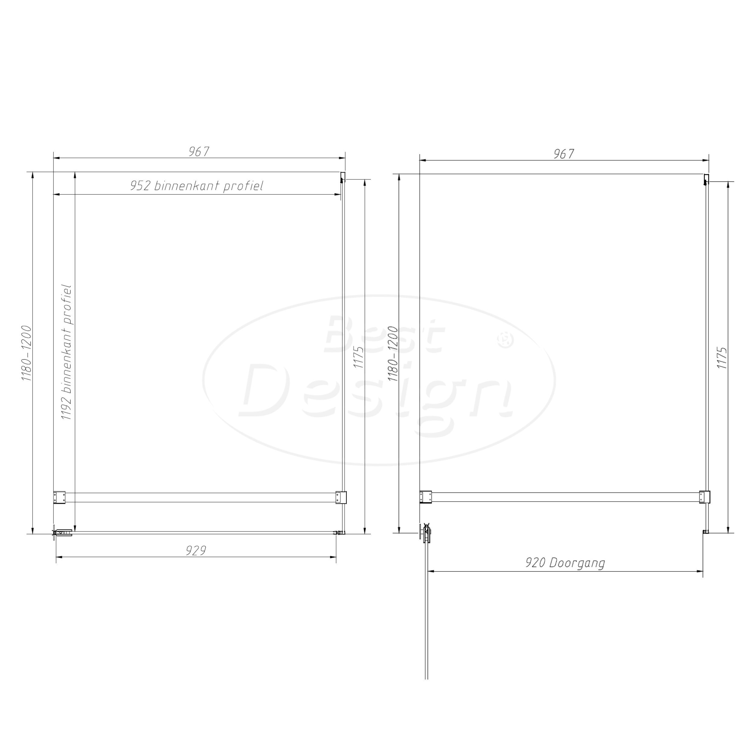 'Dalis-White-Helder' douchecabine NANO 8mm glas 120 x 100 cm - Artikelnr.: 4028840