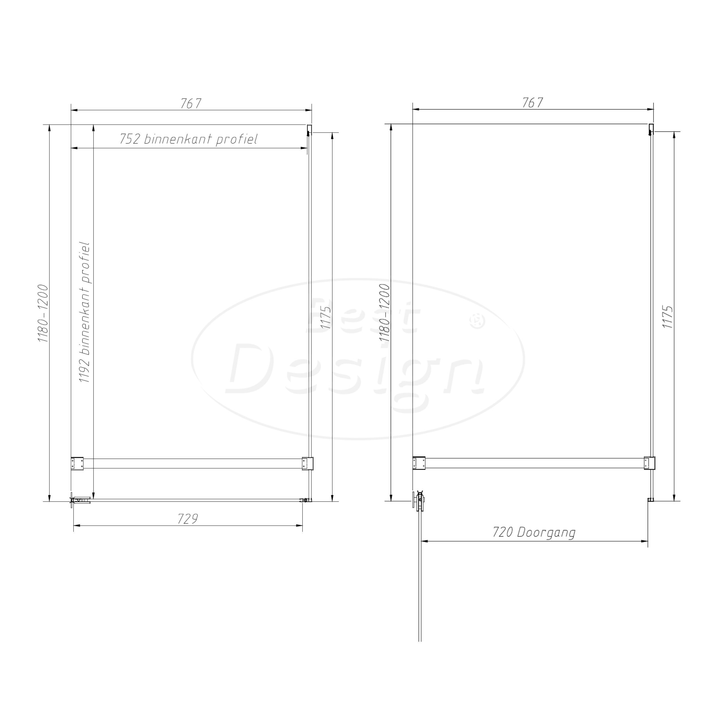 'Dalis-White-Helder' douchecabine NANO 8mm glas 120 x 80 cm - Artikelnr.: 4028750