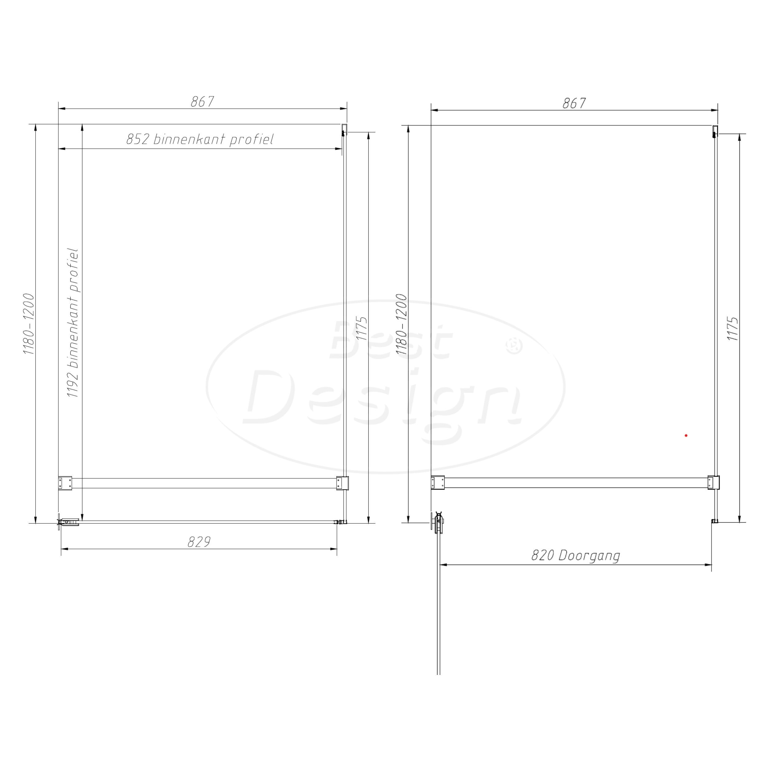 'Dalis-White-Helder' douchecabine NANO 8mm glas 120 x 90 cm - Artikelnr.: 4028800