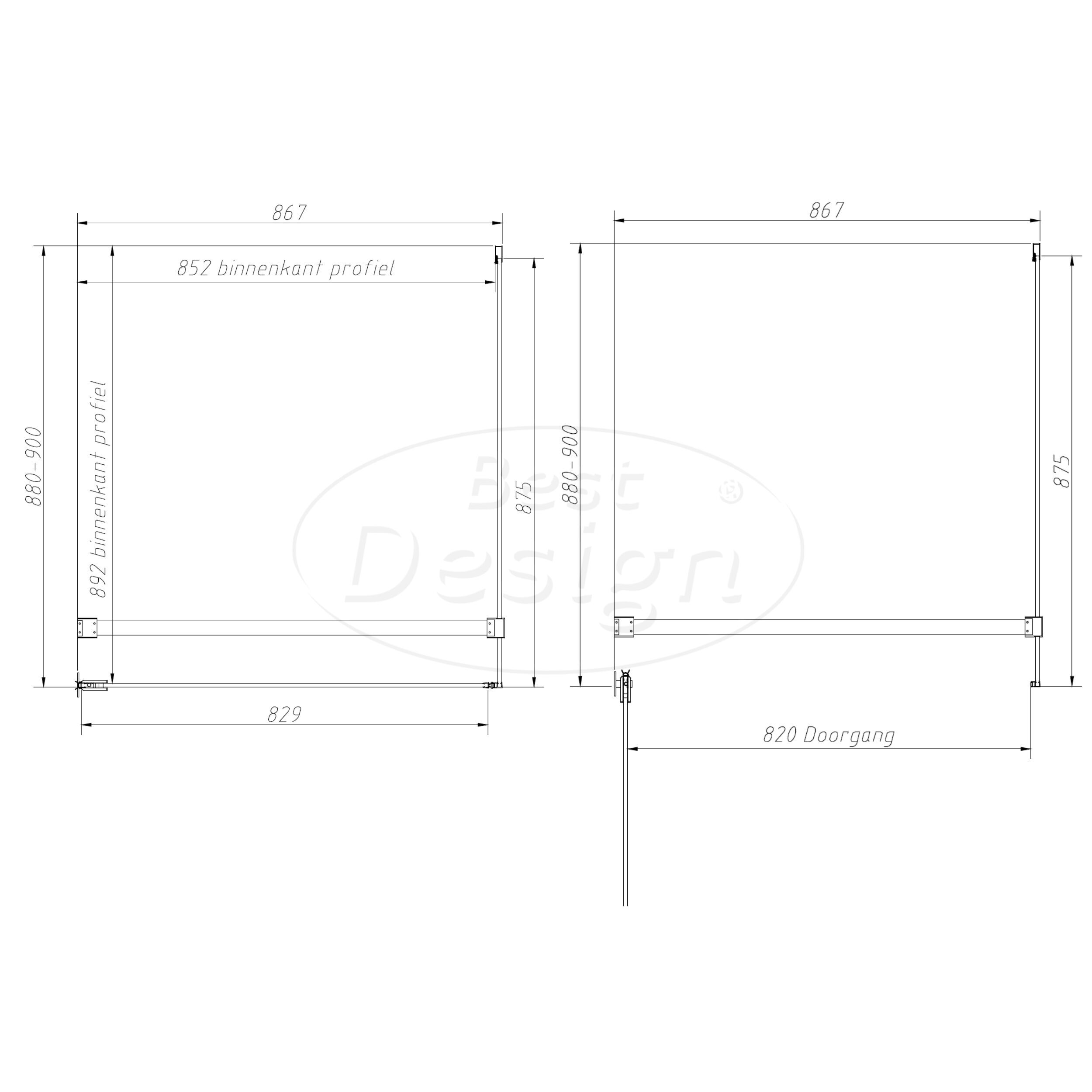 'Dalis-Nero-Helder' douchecabine NANO 8mm glas 90 x 90 cm - Artikelnr.: 4028620