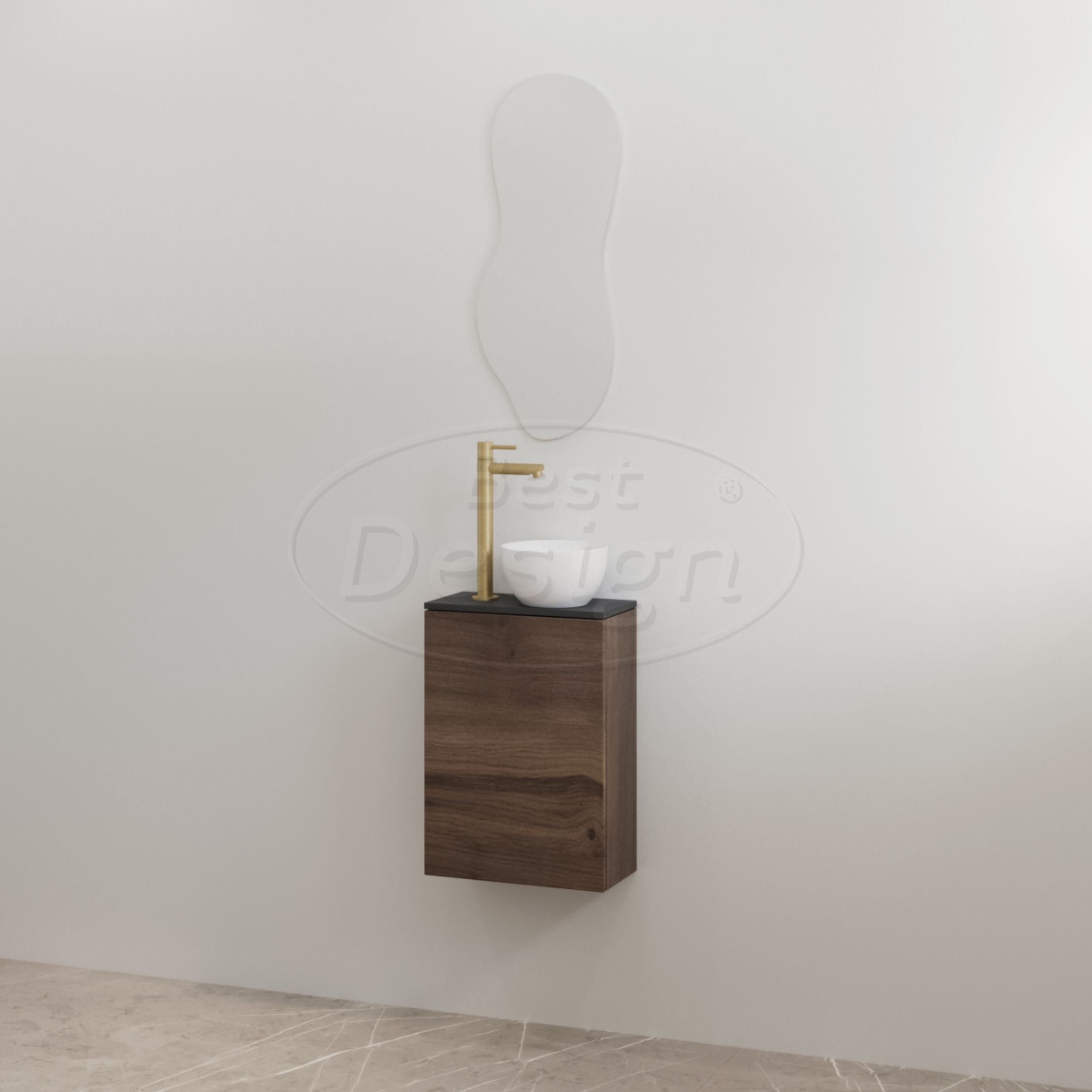"Siva" Espresso Brown onderkast + Mat-zwart meubelblad - Artikelnr.: 4030730