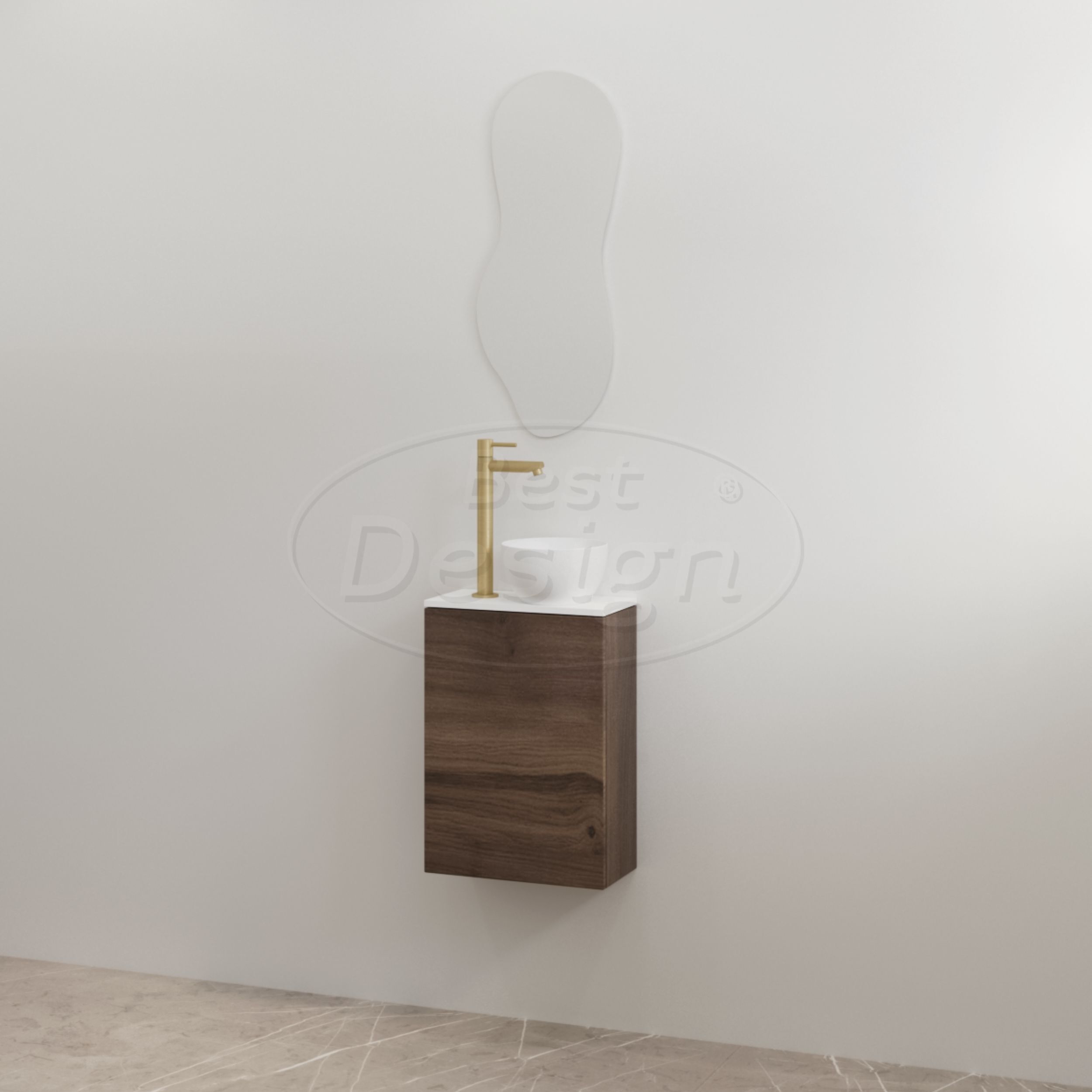 "Siva" Espresso Brown onderkast + Mat-wit meubelblad - Artikelnr.: 4030720