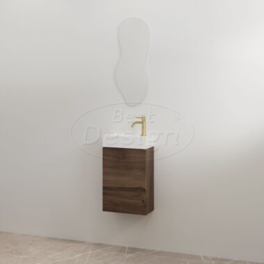 "Siva" Espresso Brown onderkast + Glans-wit fontein L&R met kraangat - Artikelnr.: 4030750