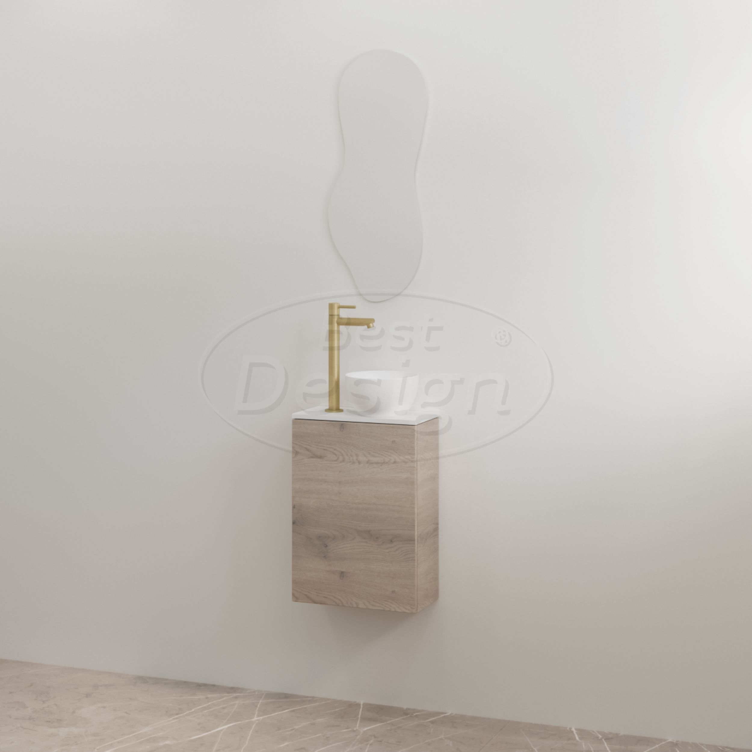 "Siva" Frosted Brown onderkast + Glans-wit meubelblad - Artikelnr.: 4030790